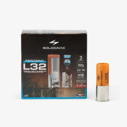 Cartucho Caza Solognac L32G Taco Tracecare Calibre 12/70 Ferozinc N.° 4 x25