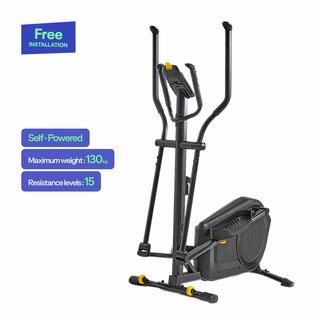 Elliptical with 6kg Flywheel, Smart, Self-Powered, Supports upto 130kg - Black