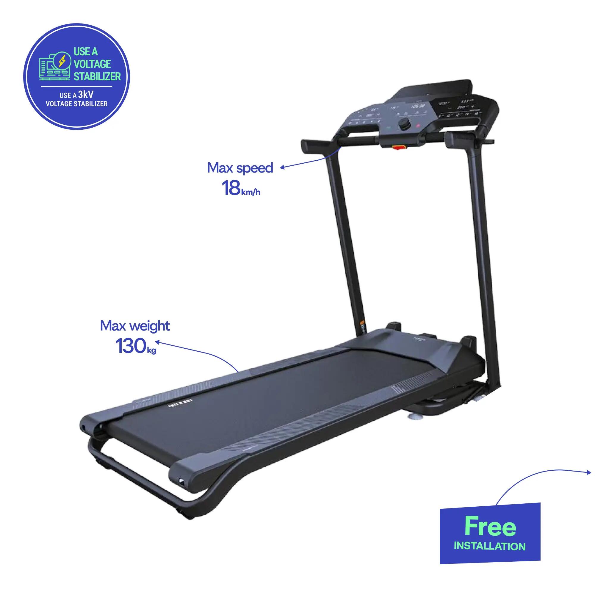 Treadmill Upto 16 kmph, Smart, Foldable, Supports upto 130kg, Run500 - Black -  1