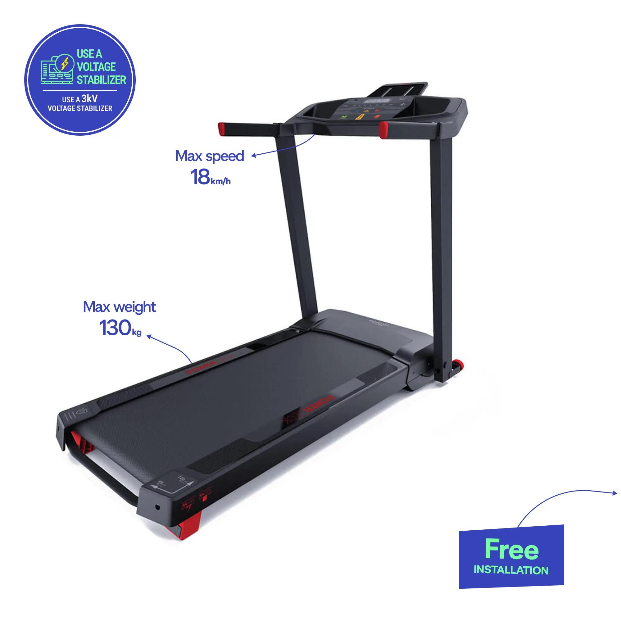 Smart Foldable Treadmill Upto 14 kmph, Supports upto 130kg, Run100E - Black -  1