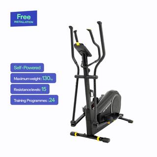 Elliptical with 9kg Flywheel, Smart, Self-Powered, Supports upto 130kg - Black