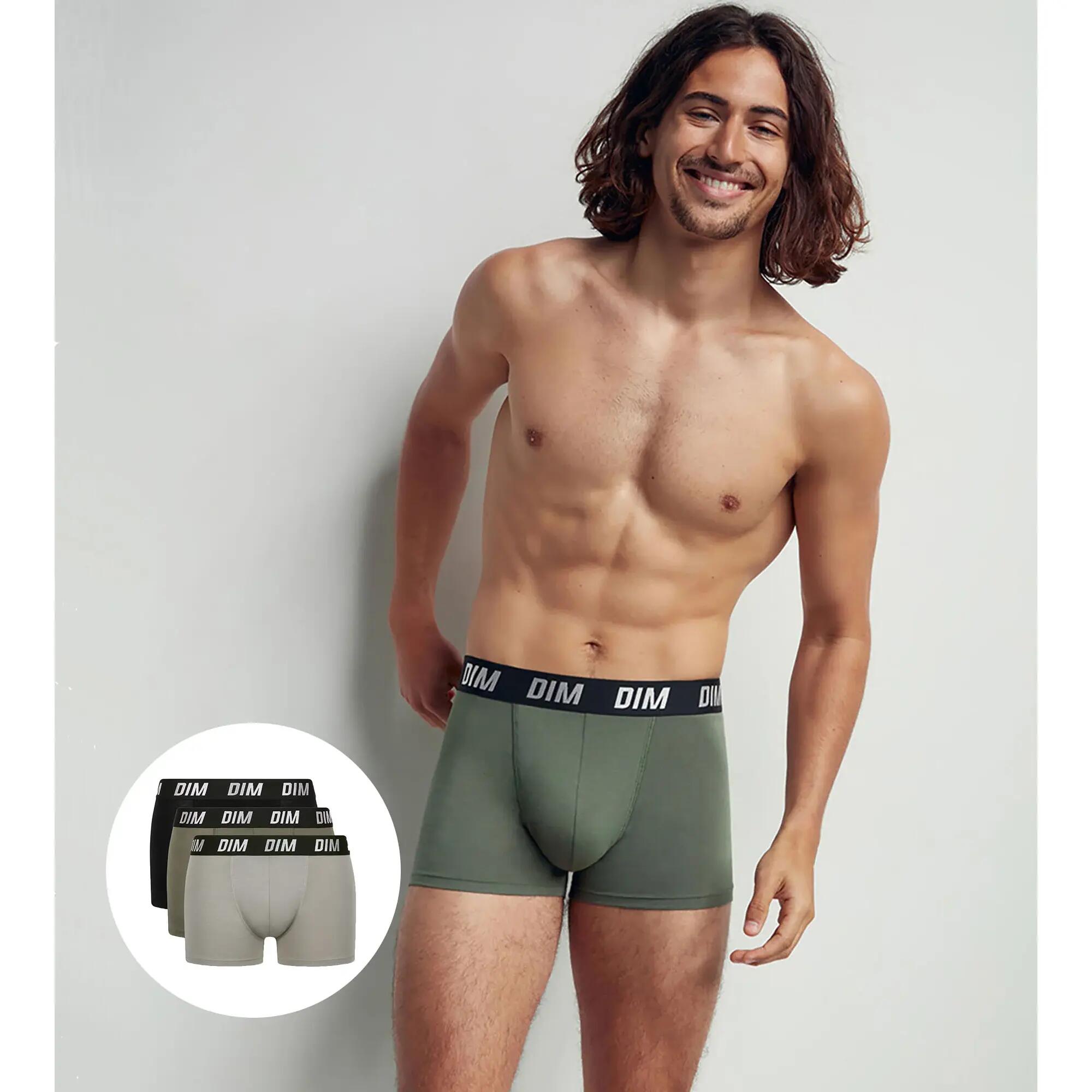LOT DE 3 BOXERS REGUL ACTIV NOIR OLIVE TAUPE 2/5
