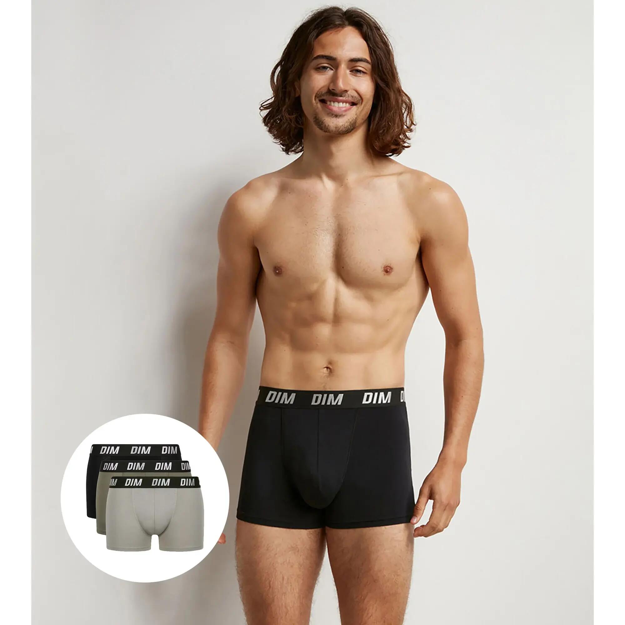 LOT DE 3 BOXERS REGUL ACTIV NOIR OLIVE TAUPE 4/5