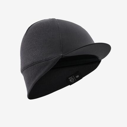 Casquette de vélo hiver laine mérinos, noire
