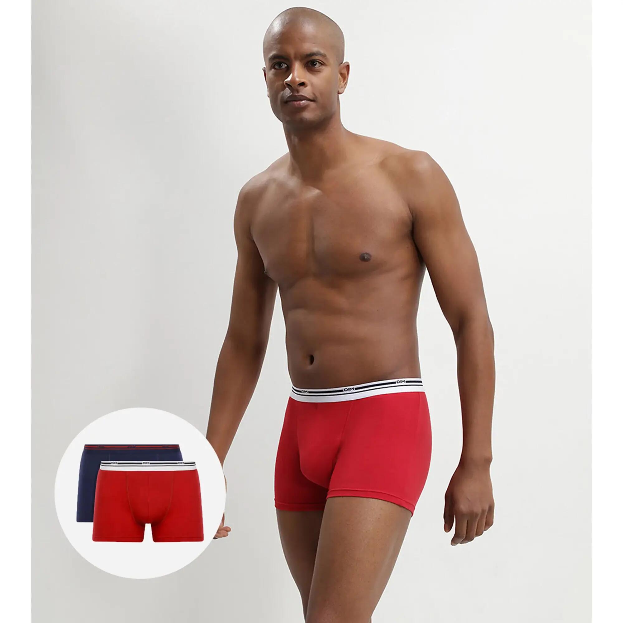 LOT DE 2 BOXERS CLASSIC COLORS BLEU DENIM ROUGE LAVE 2/3