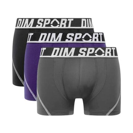 LOT DE 3 BOXERS SPORT MICRO NOIR GRIS VIOLET