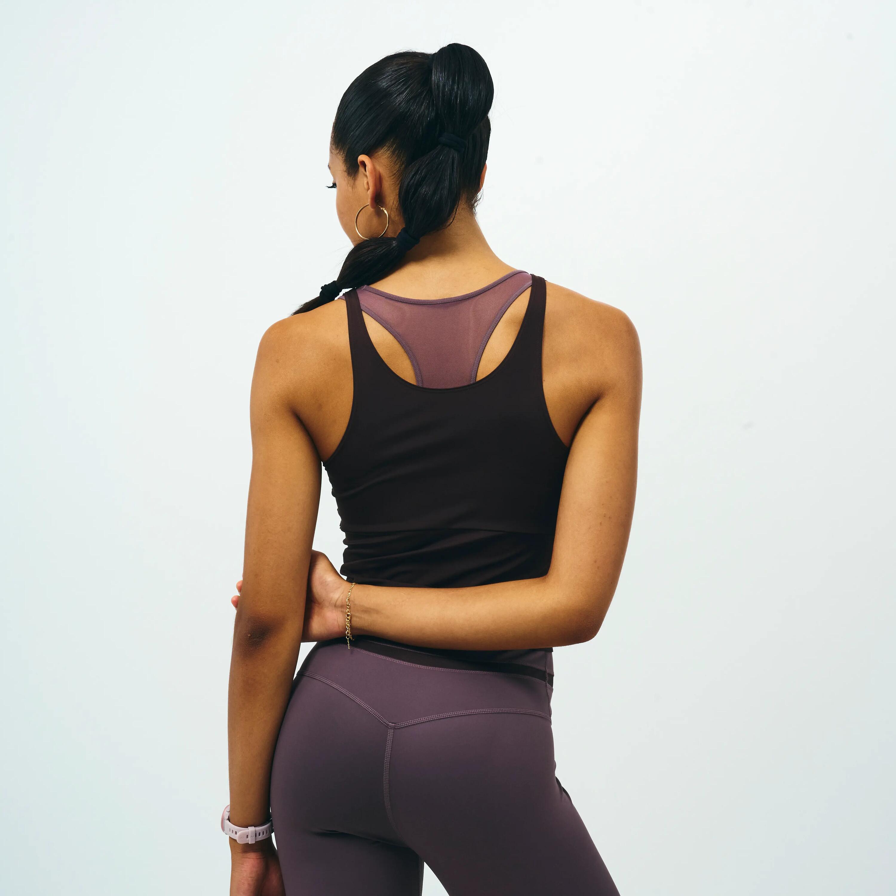 Samarreta sense Mànigues Powerful Pilates Dona Marró Coll Rodó Elàstica 4/14