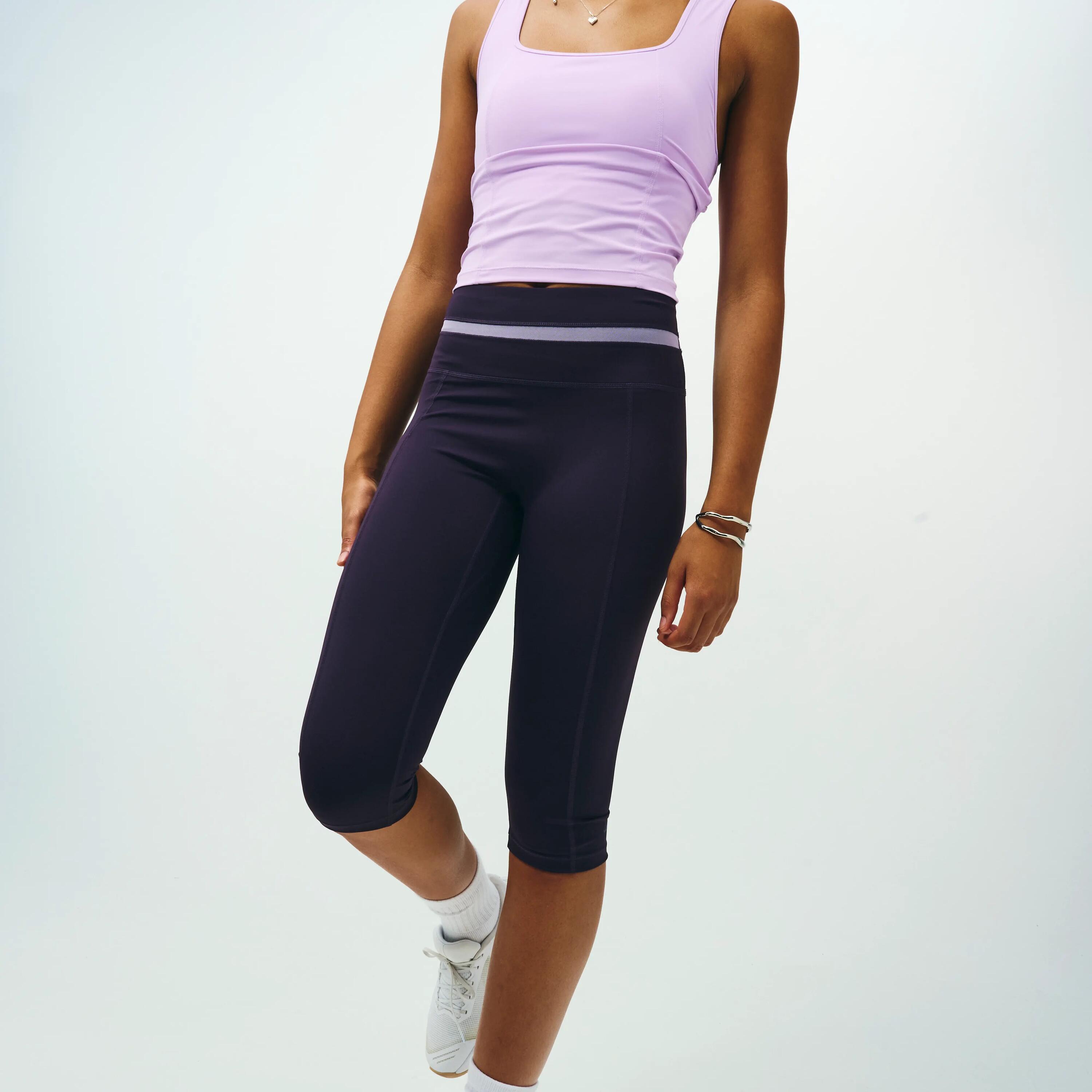 Capri de sport opaci și elastici Colecție limitată Pilates mov Damă 7/9