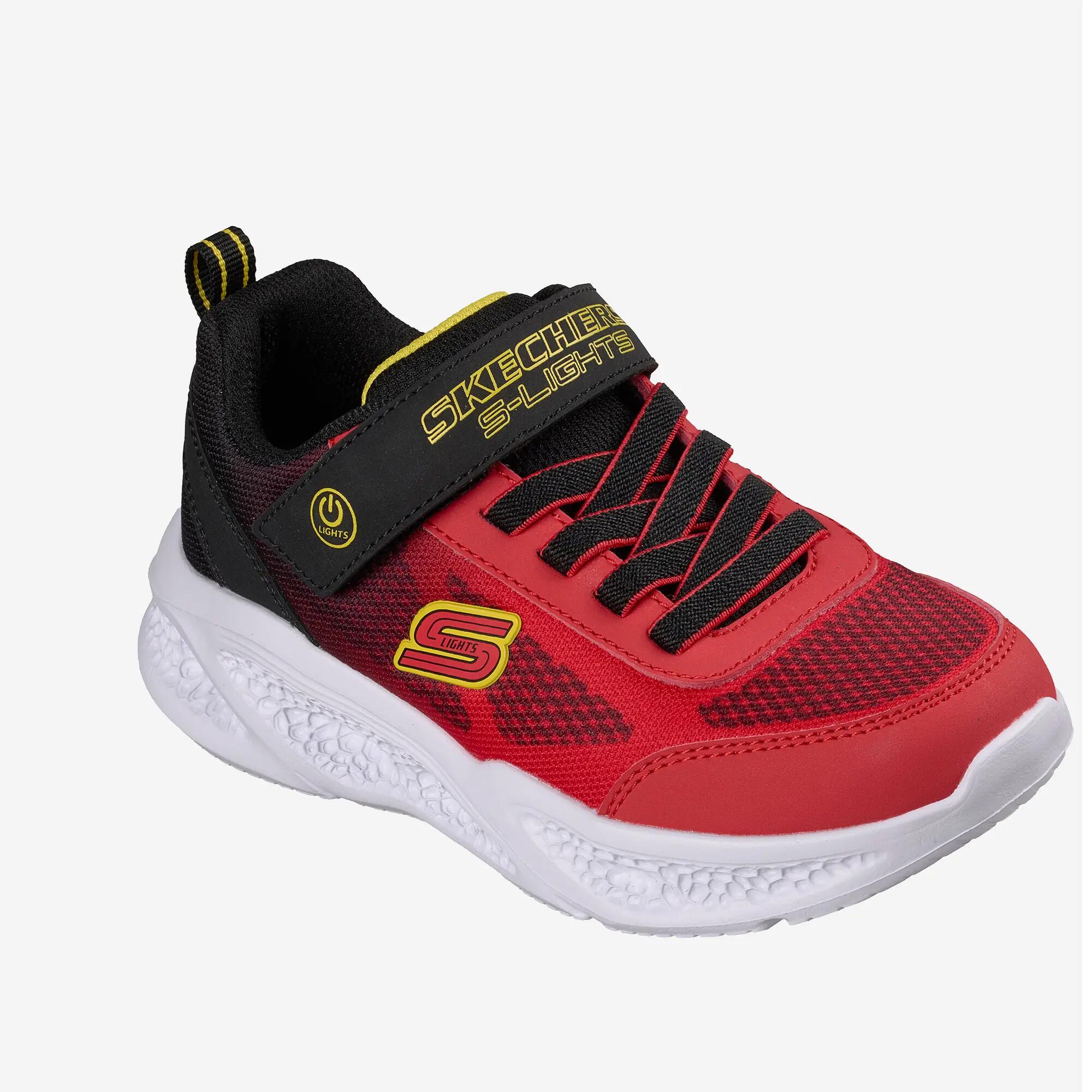 Calçado para criança com luz, vermelho e preto 3/5