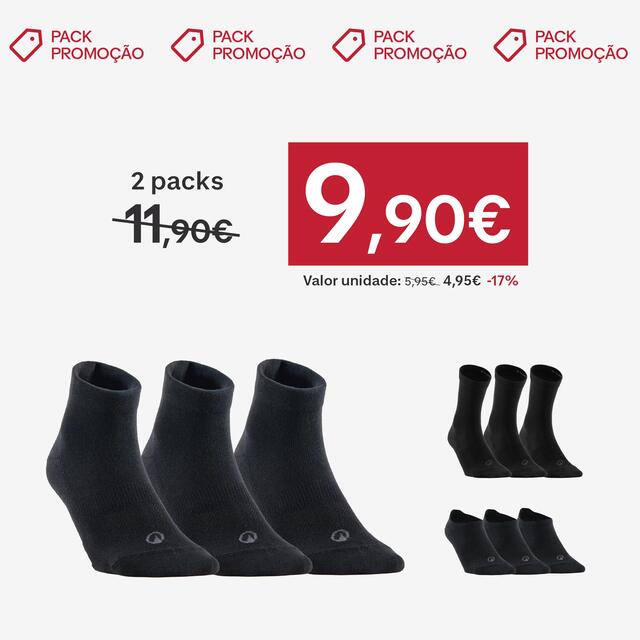 Meias de desporto cano baixo, conjunto 3 pares RS160 cinza violeta azul branco