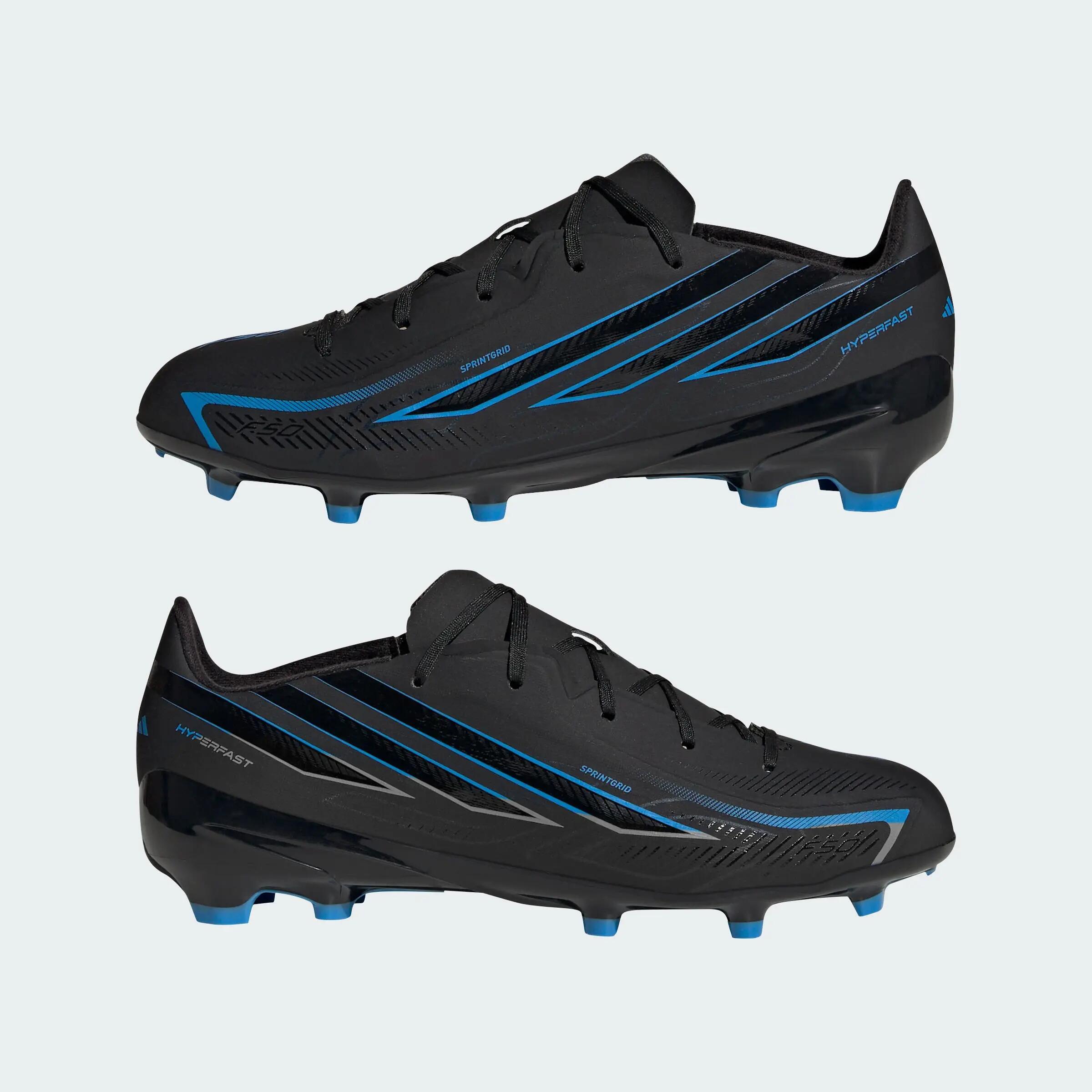Voetbalschoenen F50 League voor kinderen FG zwart/blauw 8/10