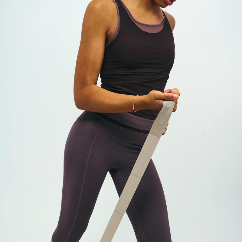 Capri de sport opaci și elastici Powerful Pilates maro Damă