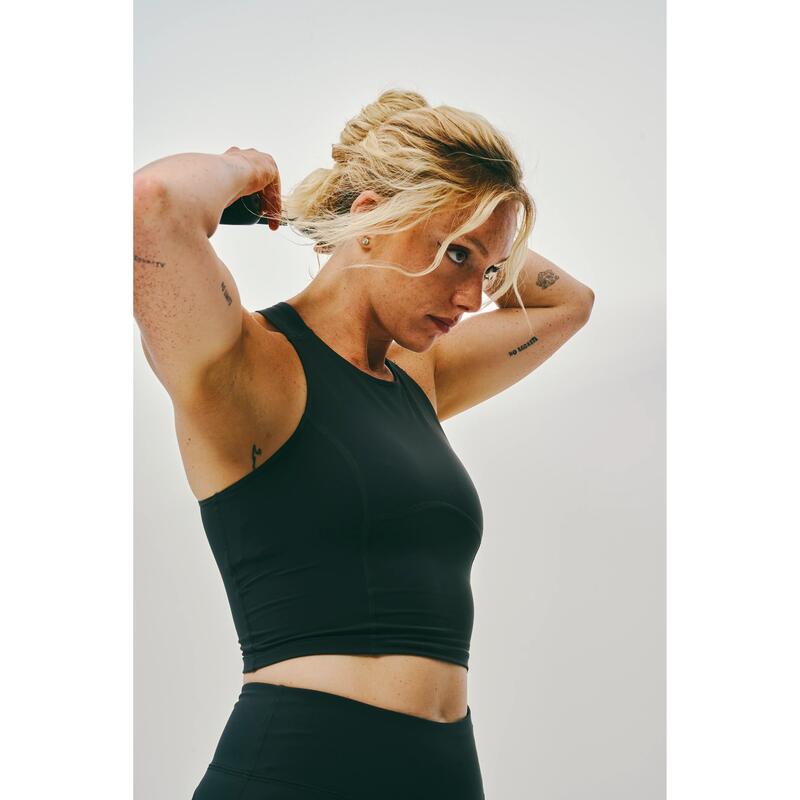 Maiou de sport scurt modelator Shape negru și turcoaz Damă