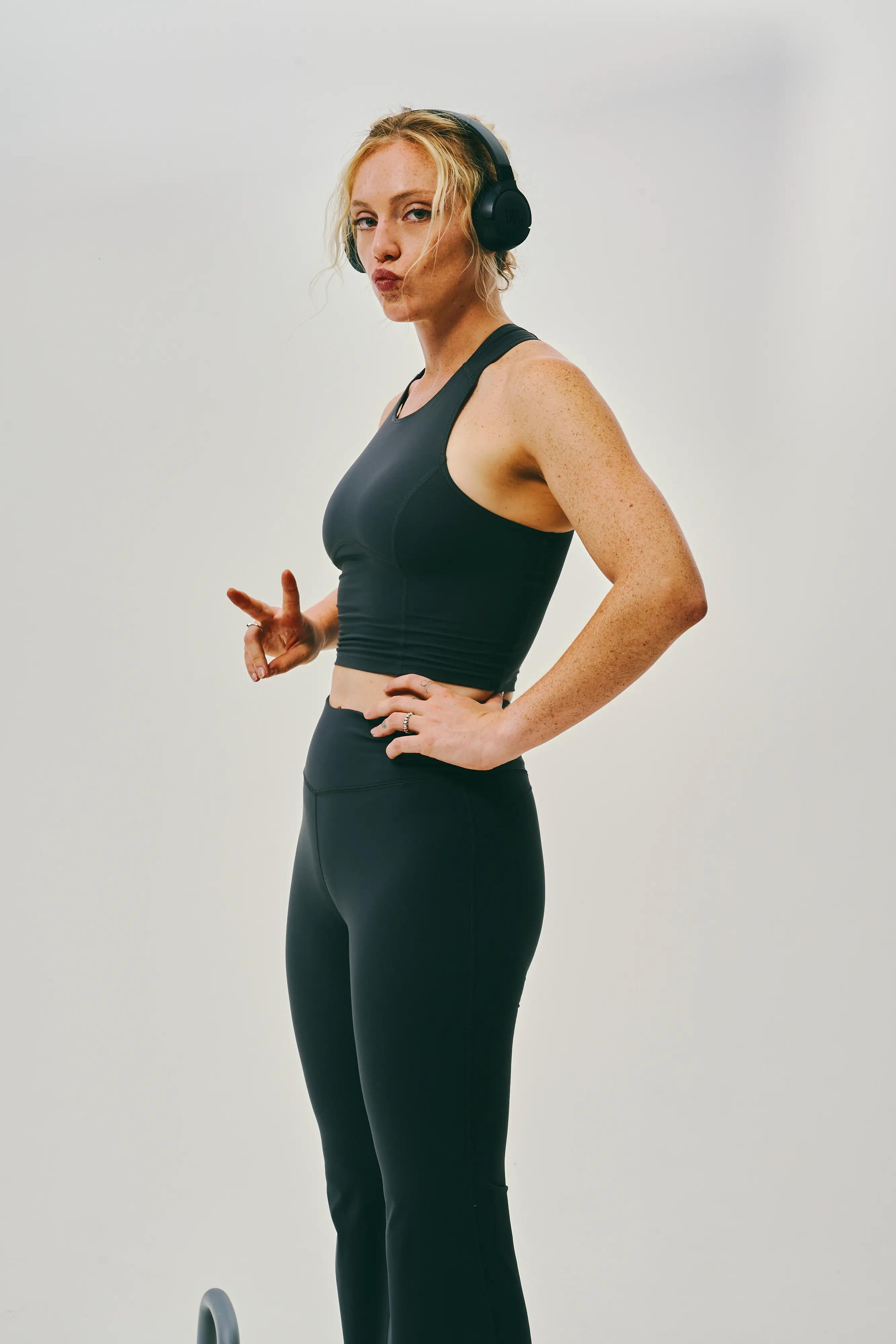 Legginsy sportowe damskie Domyos Shape flare 9/11