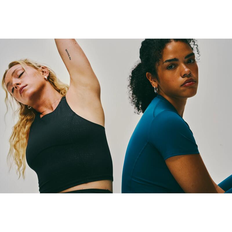 Maiou de sport scurt modelator Shape negru și turcoaz Damă