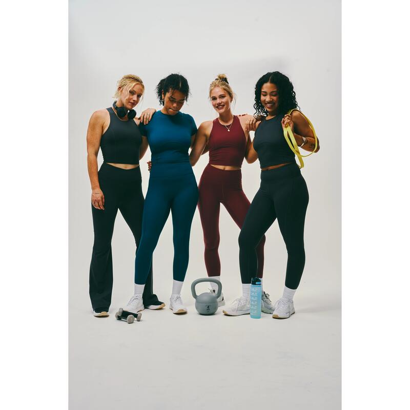 Kadın Yüksek Belli Spor Taytı - Koyu Gri - Shape