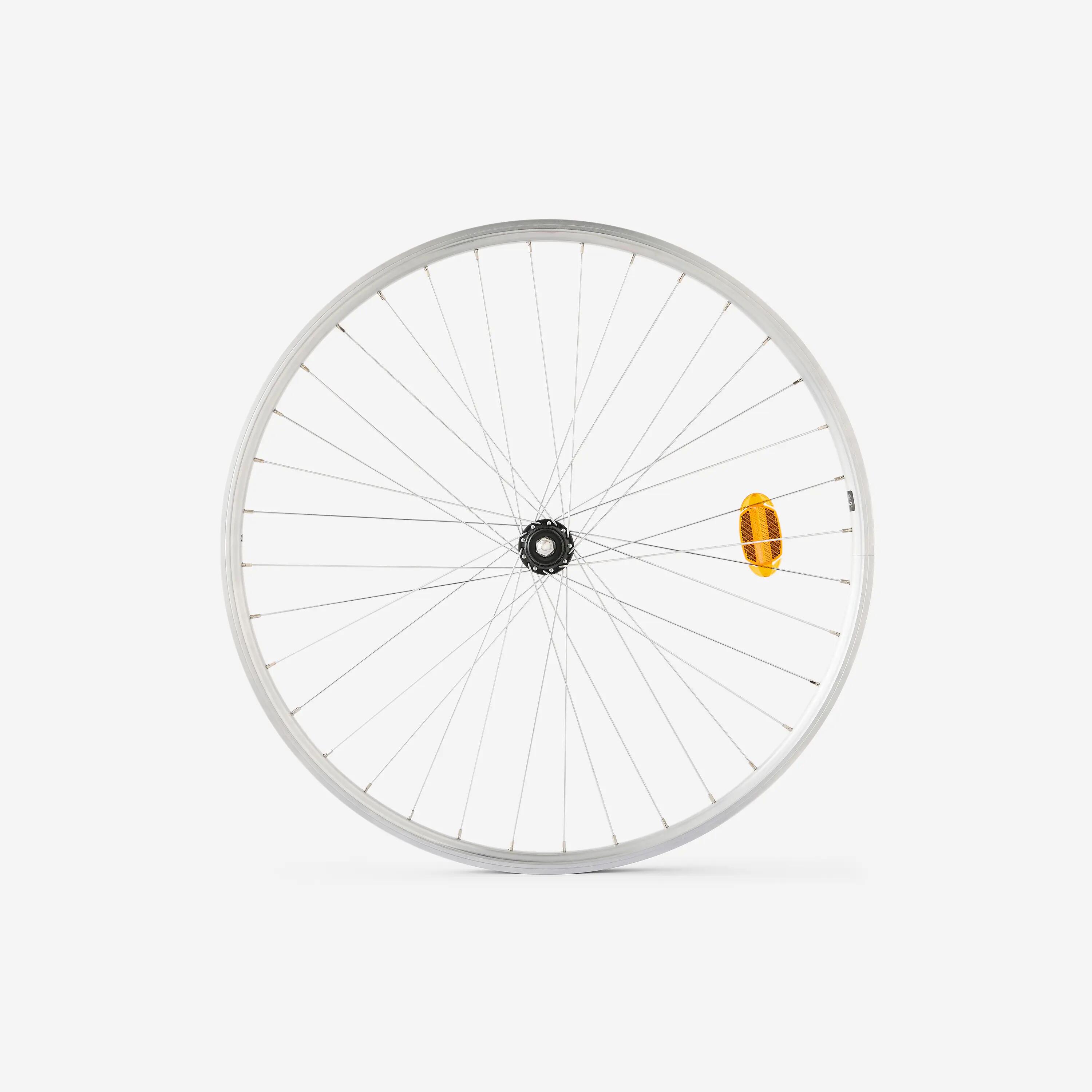 ROUE VILLE 28"/ ARRIERE/ DOUBLE PAROI/ ROUE LIBRE /VIS/ CHROMEE