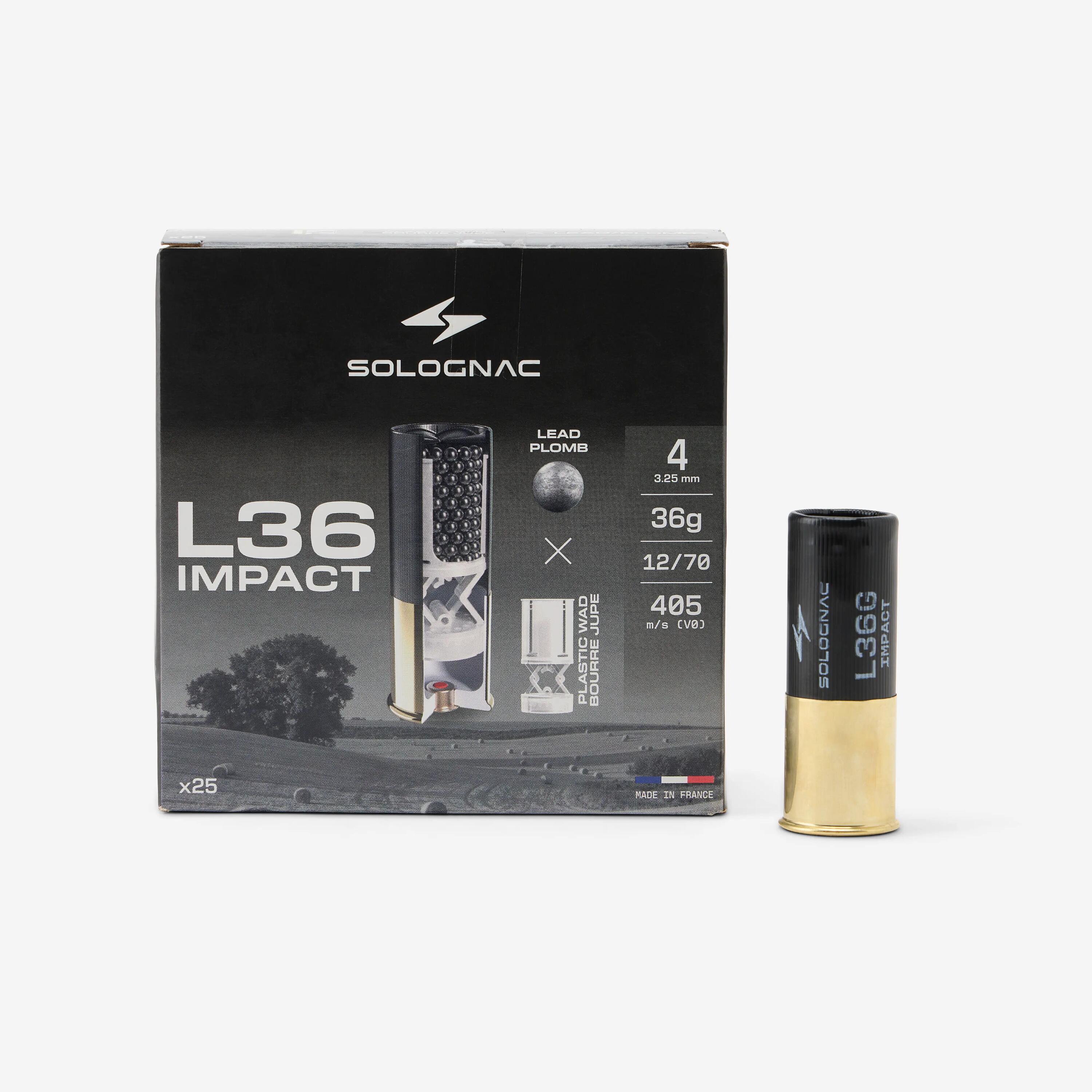 Cartutx Solognac L900 Impact 36 g Calibre 12/70 Perdigó Núm. 4 x25 2/5