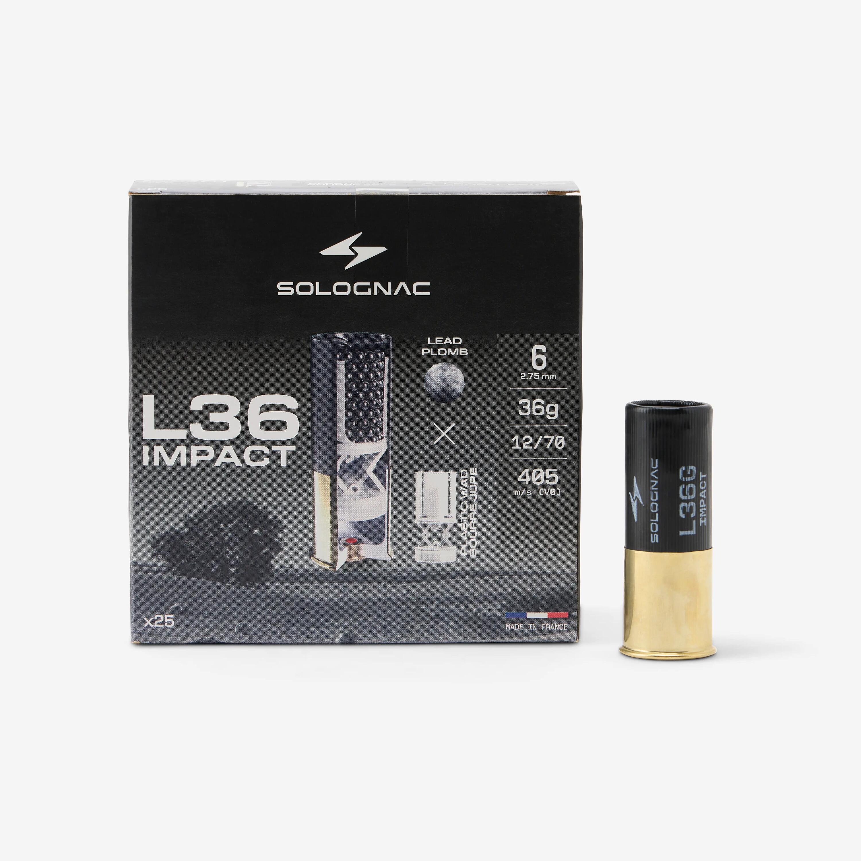 CARTUCHO PARA CAÇA L900 36g IMPACT CALIBRE 12/70 CHUMBO N°6 X25 2/5
