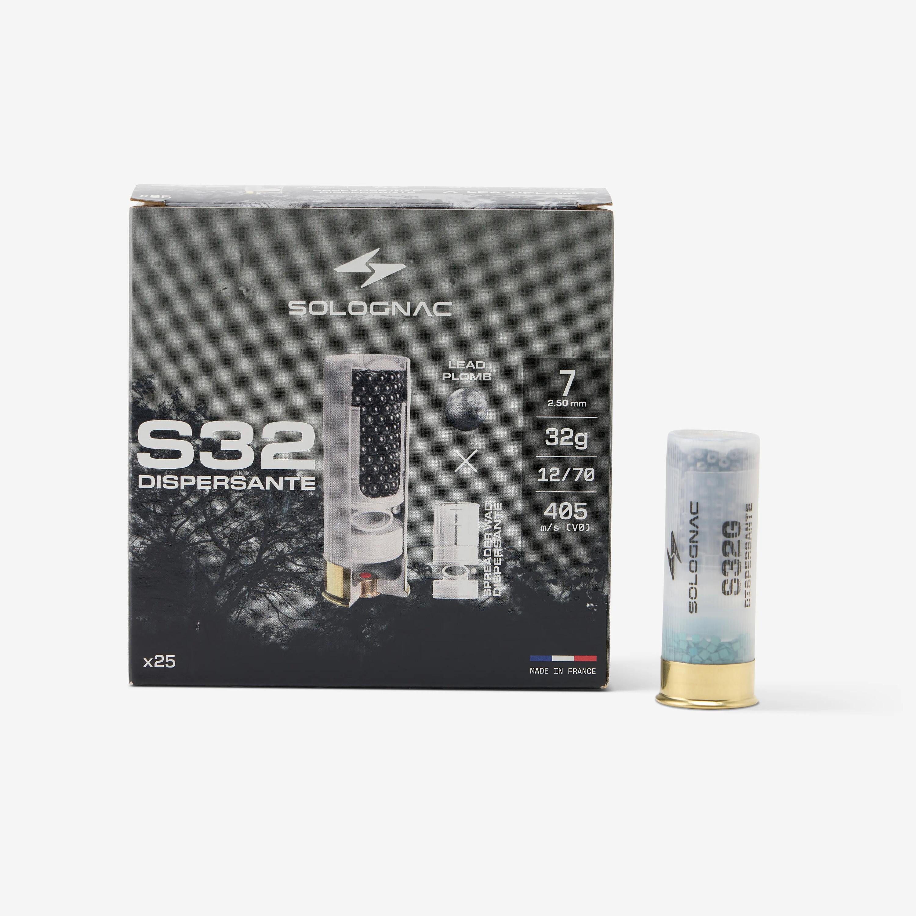 CARTUCHO caza solognac S100 32 g DISPERSANTE CAL12/67 Pb N°7 X25 2/5