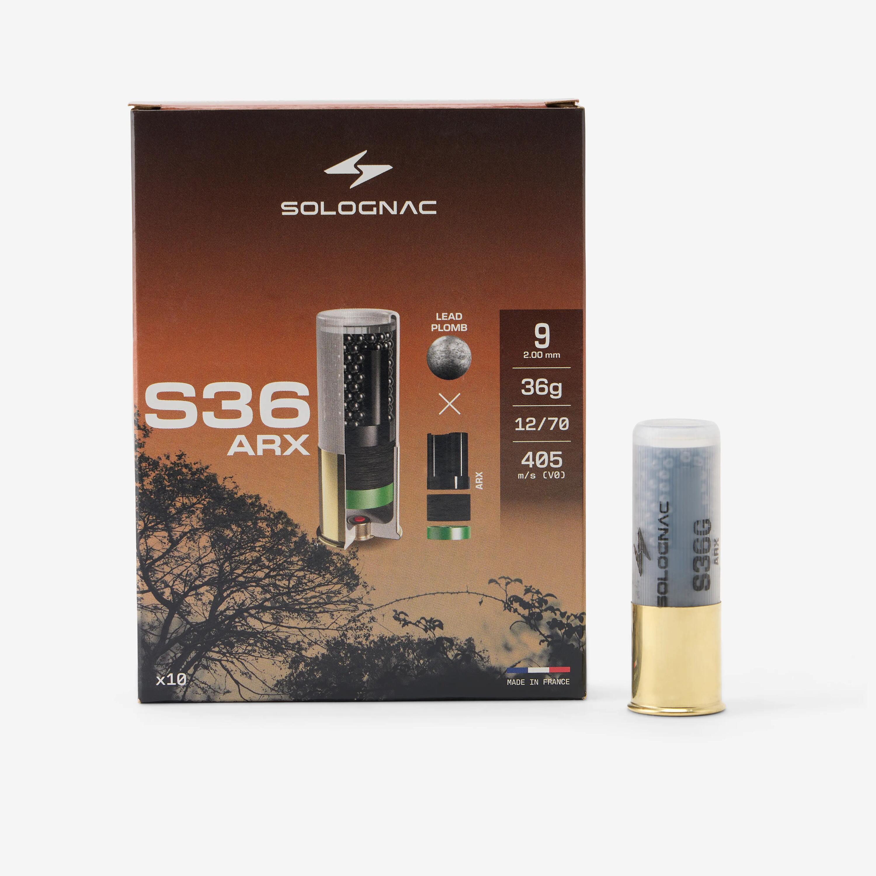 Cartouche de chasse S36G ARX calibre 12/70 plomb n°9 x10 2/5