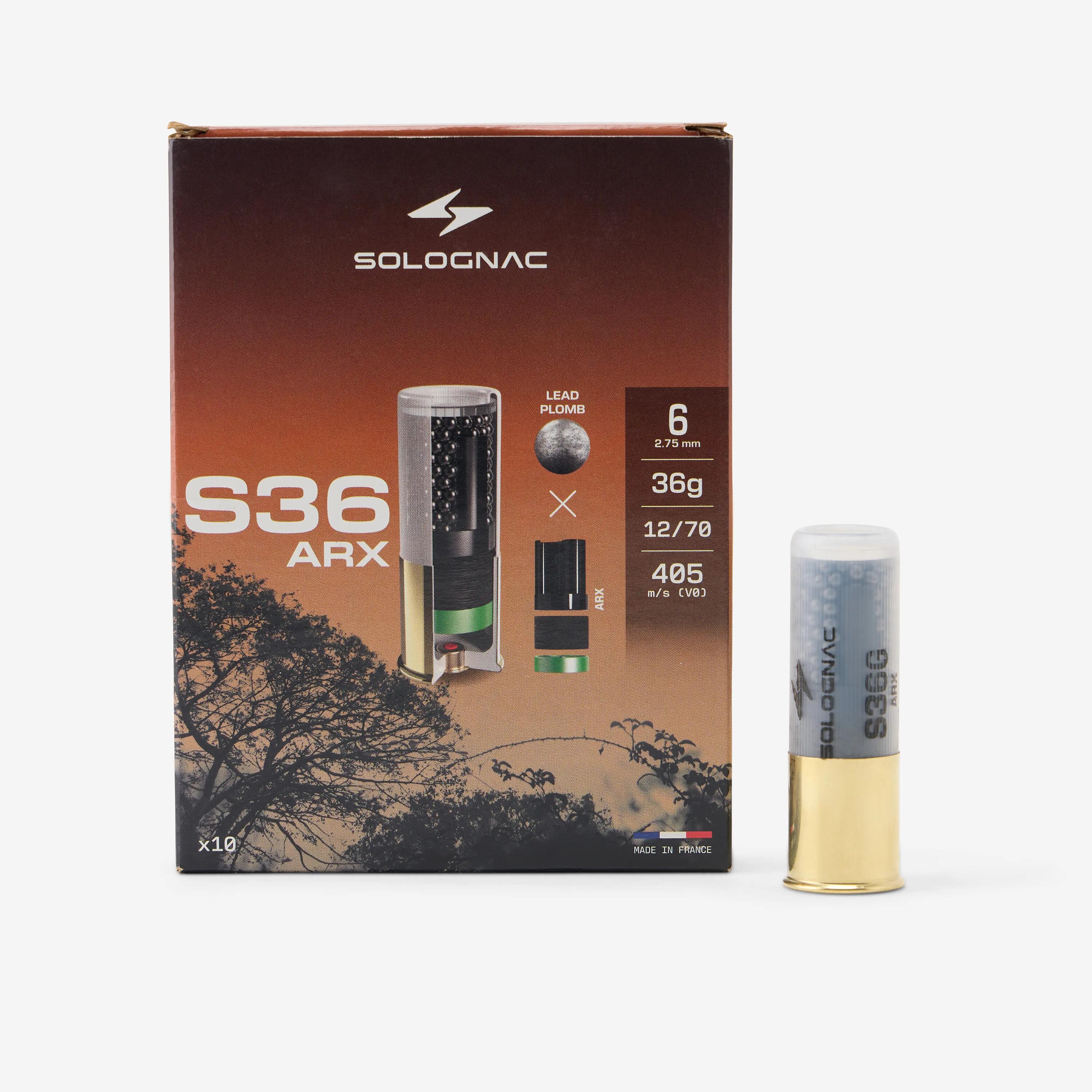 Cartouche de chasse S36G ARX calibre 12/70 plomb n°6 x10 2/5
