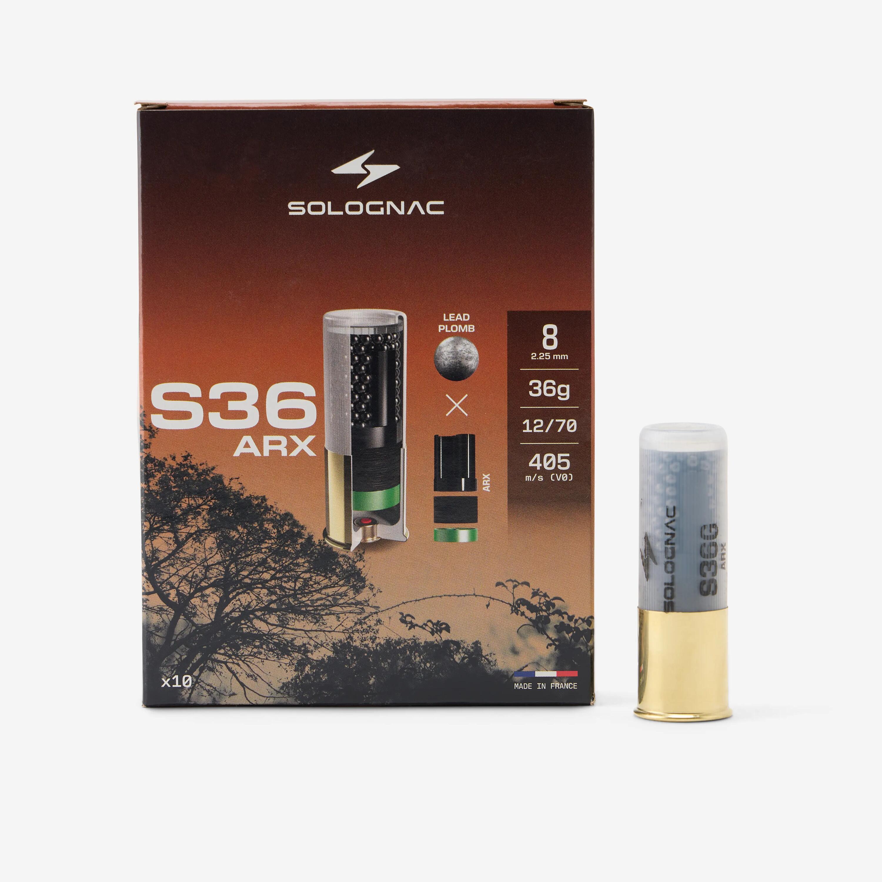 Cartouche de chasse S36G ARX calibre 12/70 plomb n°8 x10 2/5