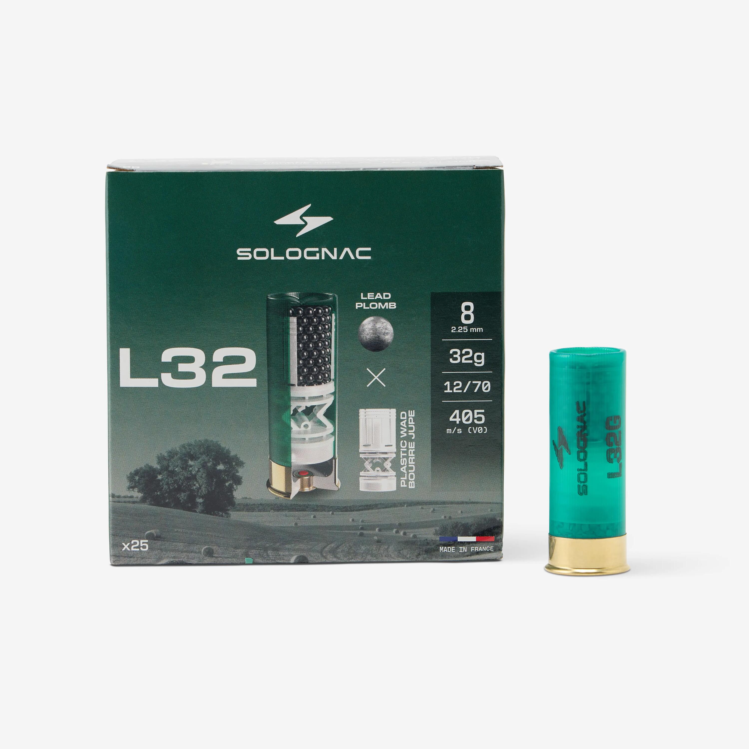 Cartouche l100 32g calibre 12/70 plomb n°8 x25 2/5