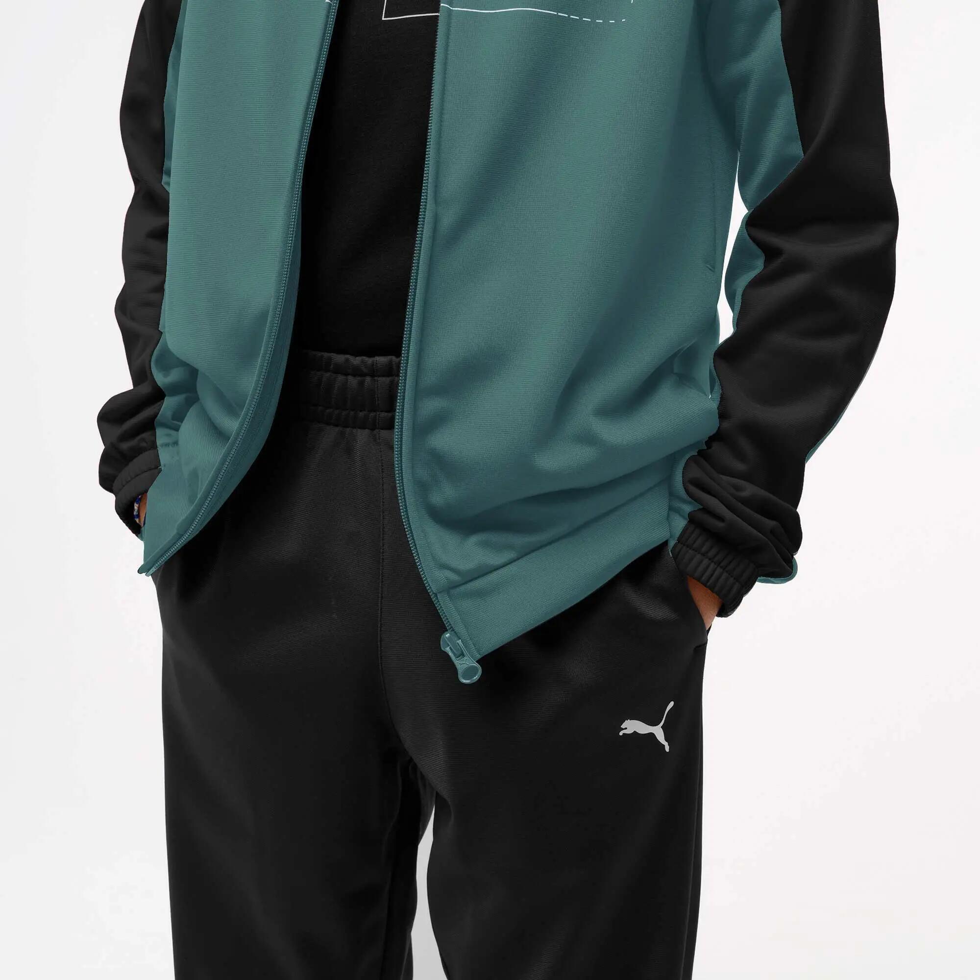 Ensemble de survêtement polyester enfant, vert et noir 3/4