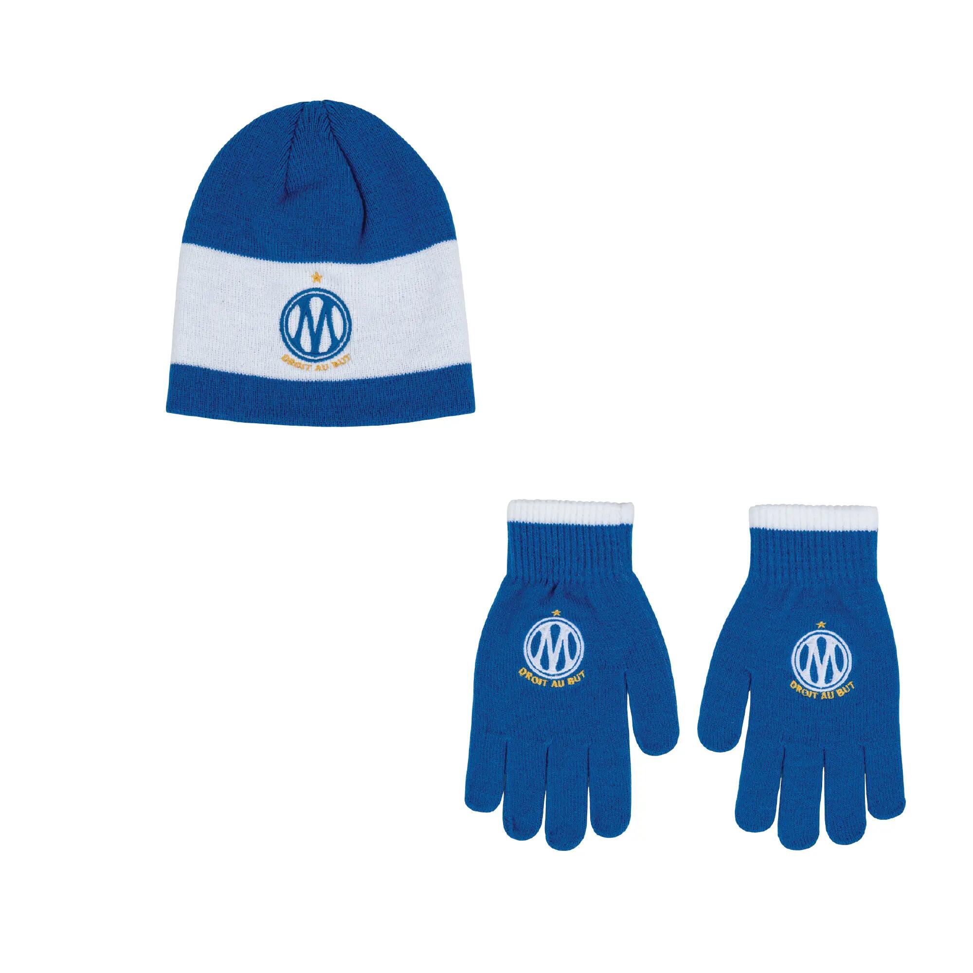 Coffret bonnet et gants Olympique de Marseille  bleu et blanc pour enfant OM 2/2
