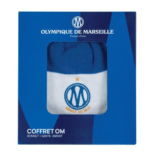 Coffret bonnet et gants Olympique de Marseille bleu et blanc pour enfant OM