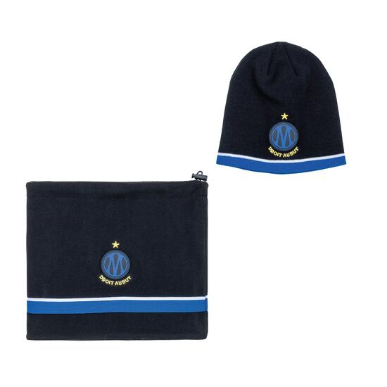 Coffret bonnet et tour de cou OM noir et bleu pour adulte