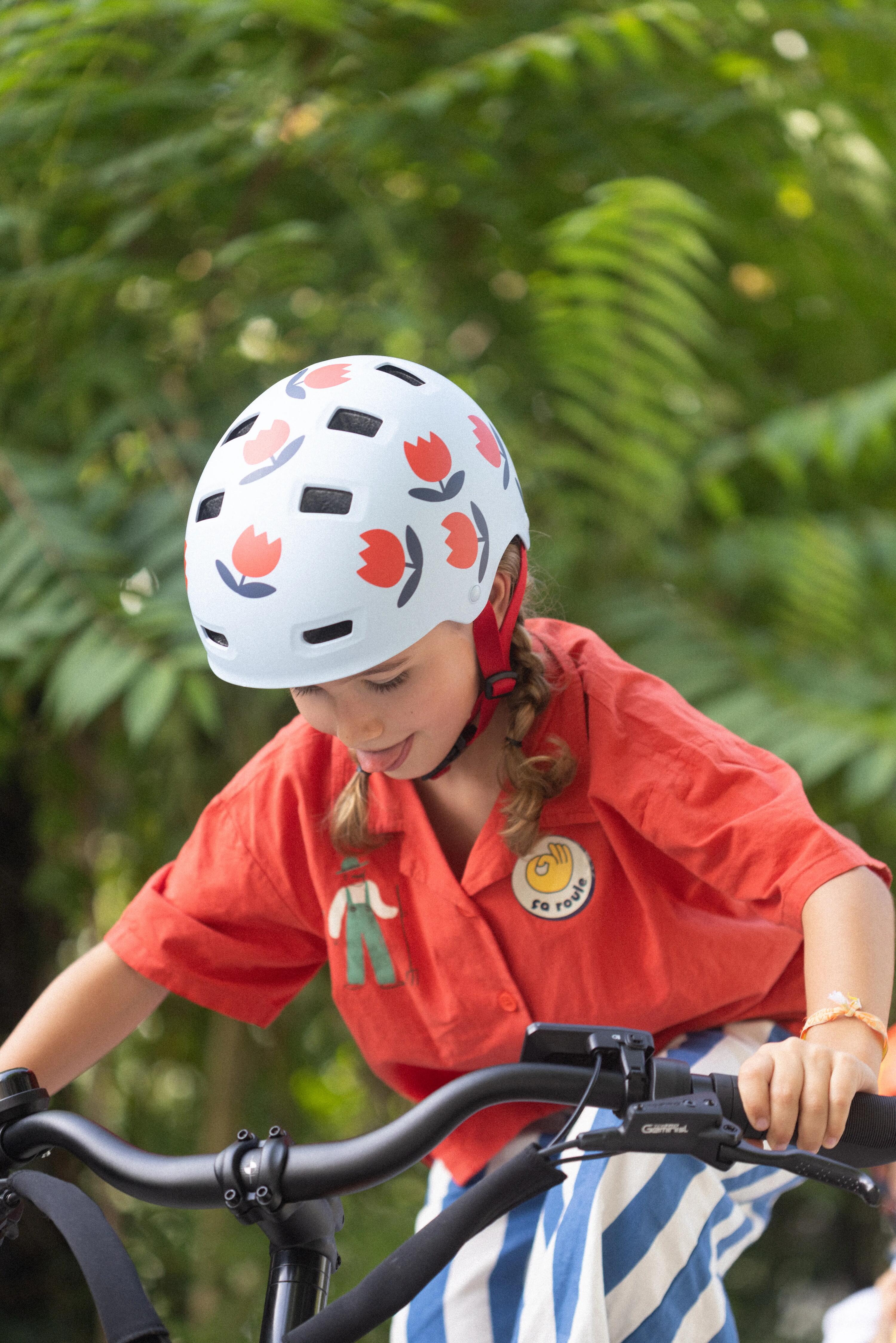 Casque vélo ville bol enfant Mathilde Cabanas X Decathlon Tulipes 13/17