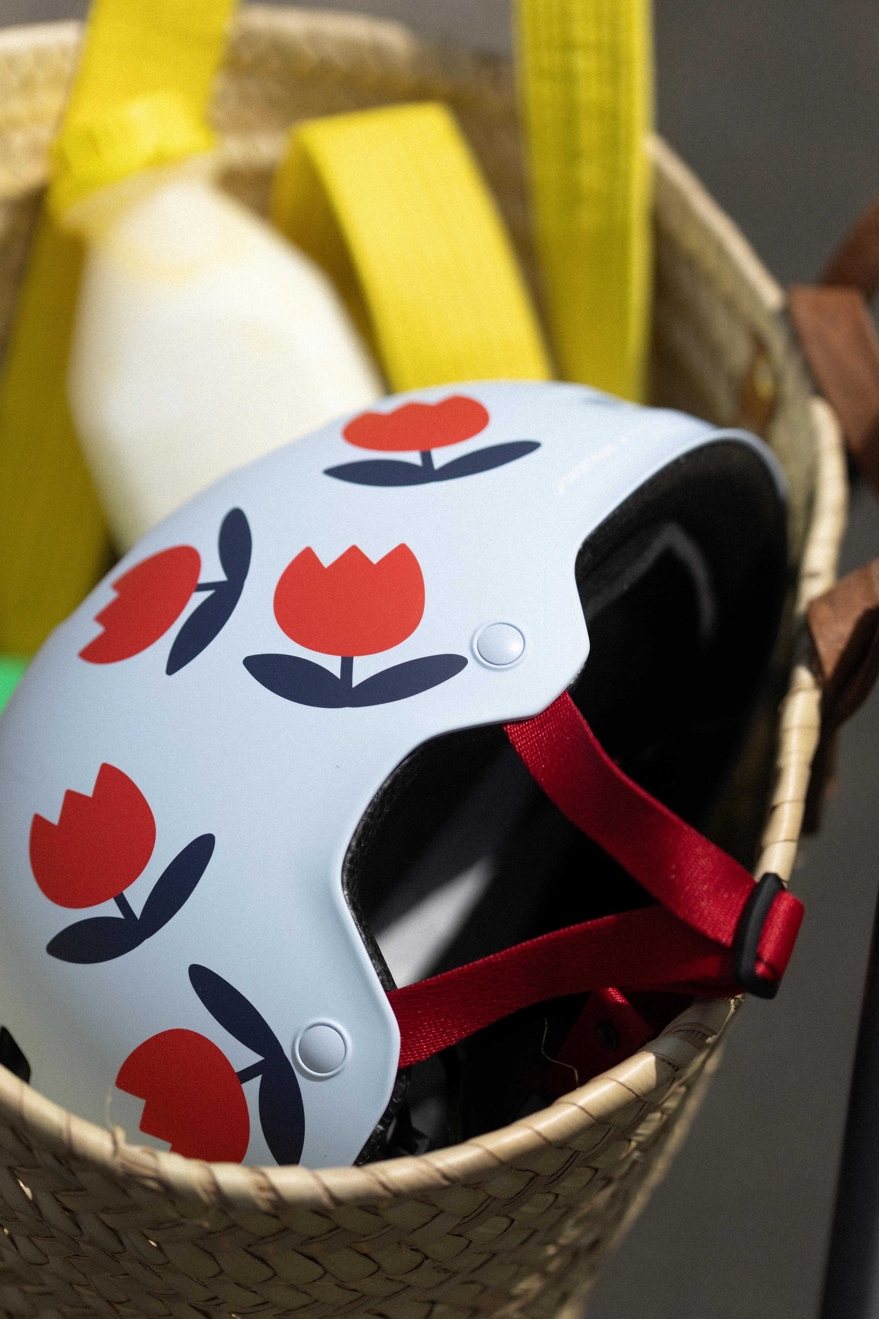 Casque vélo ville bol enfant Mathilde Cabanas X Decathlon Tulipes 15/17