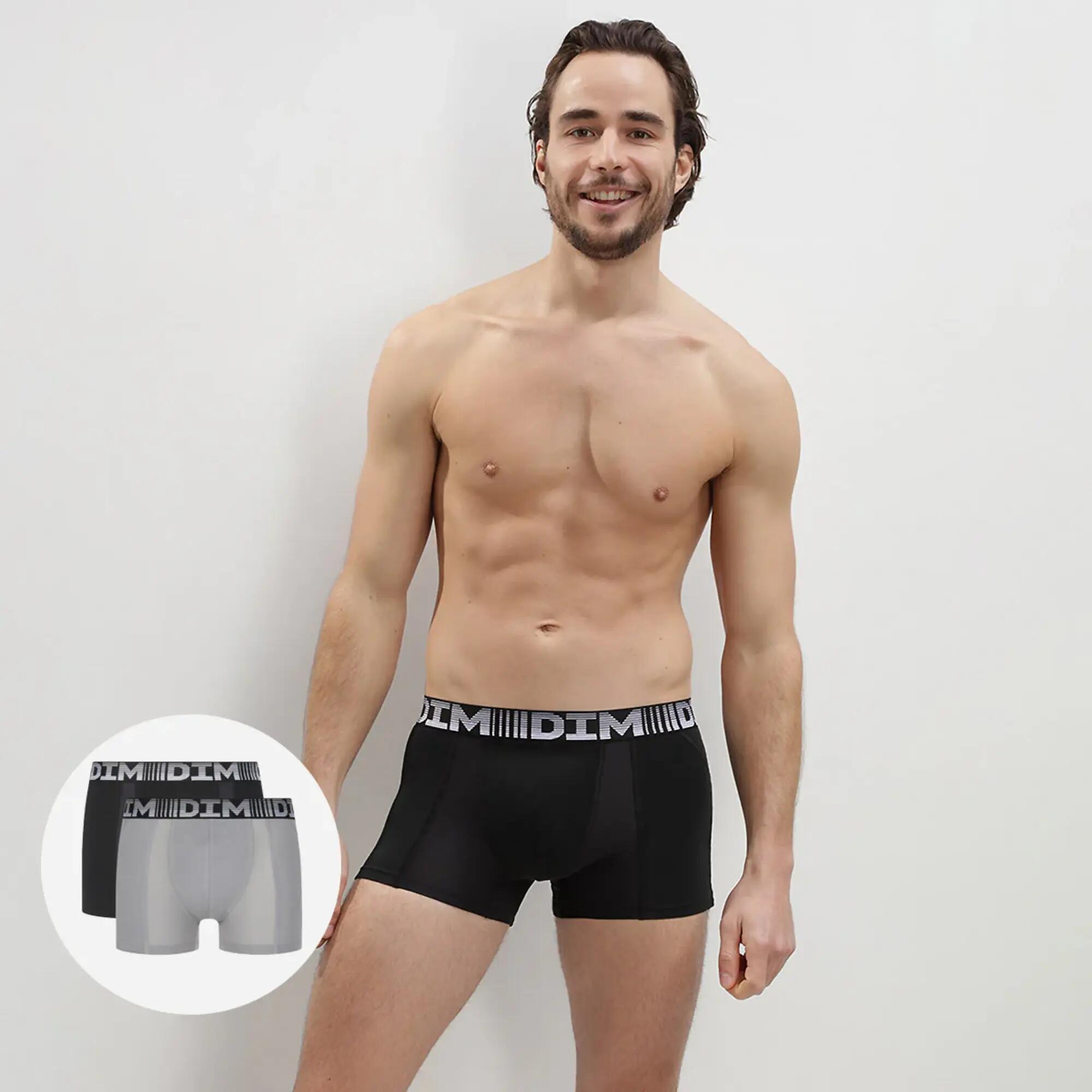 LOT DE 2 BOXERS 3D FLEX NOIR GRIS 2/3