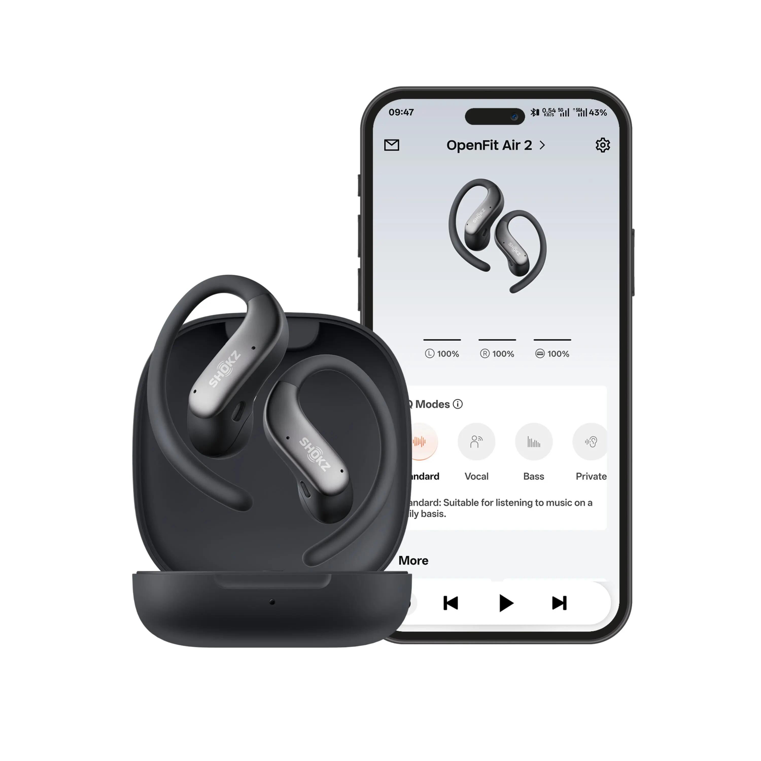 Écouteurs Bluetooth, OpenFit Air 2 noir 4/6