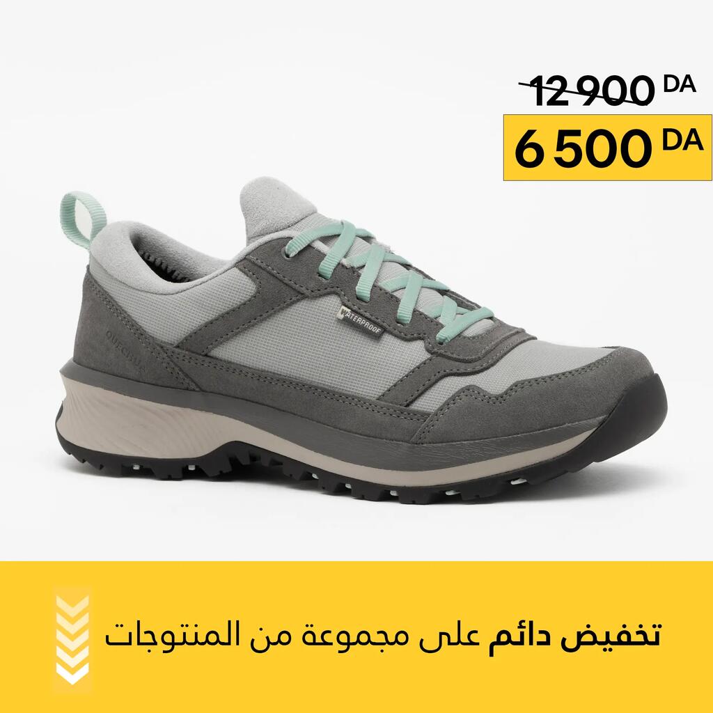 Chaussures de randonnée imperméables femme, NH500 Cuir WP gris