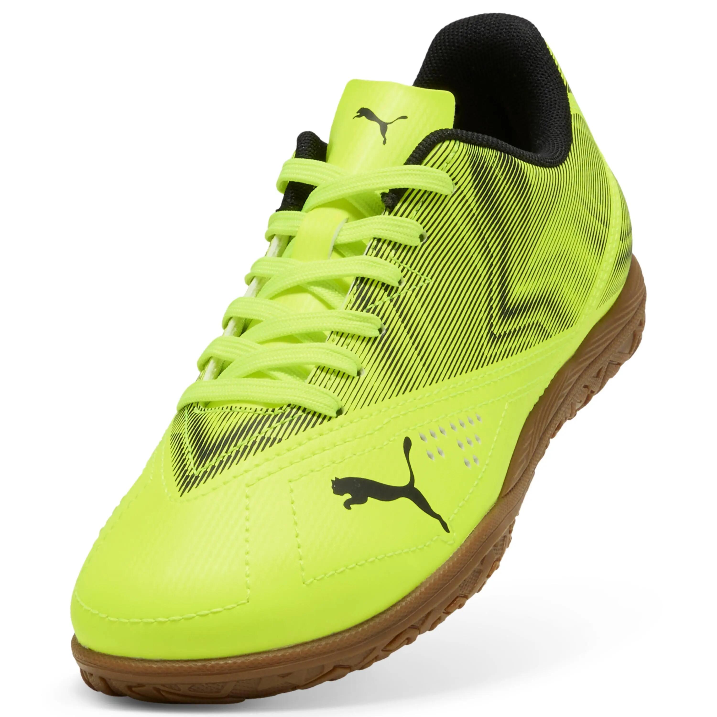 Buty dla dzieci do piłki nożnej halówki PUMA RAPID IT Jr Lime Squeeze- Black 4/6