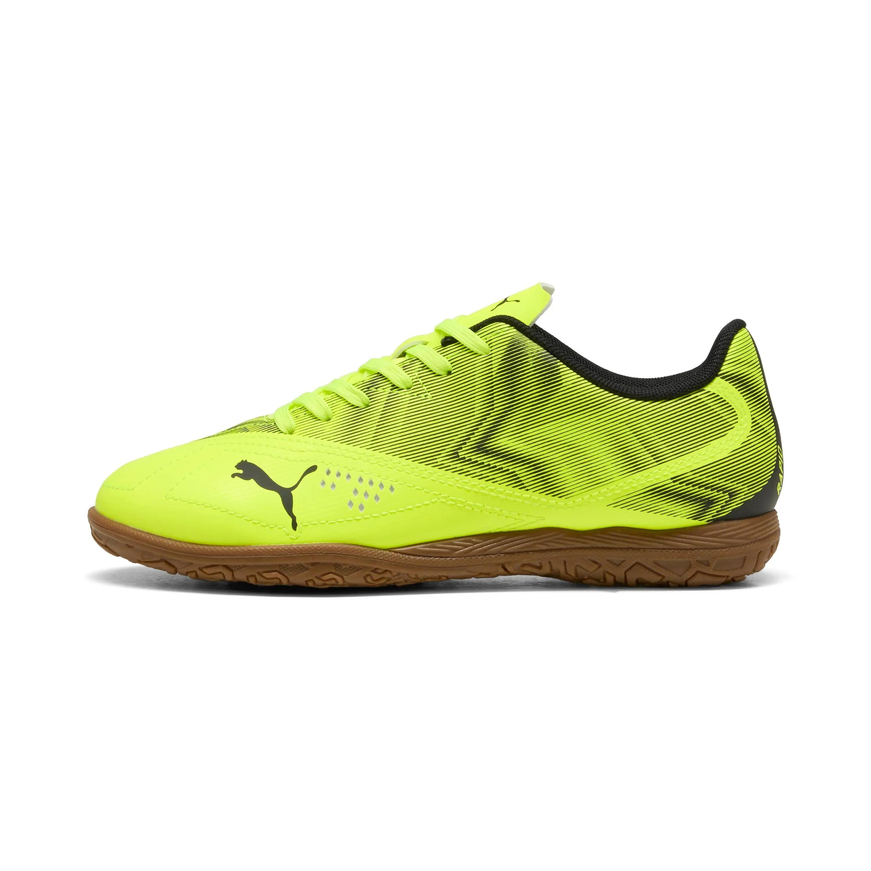 Buty dla dzieci do piłki nożnej halówki PUMA RAPID IT Jr Lime Squeeze- Black 2/6