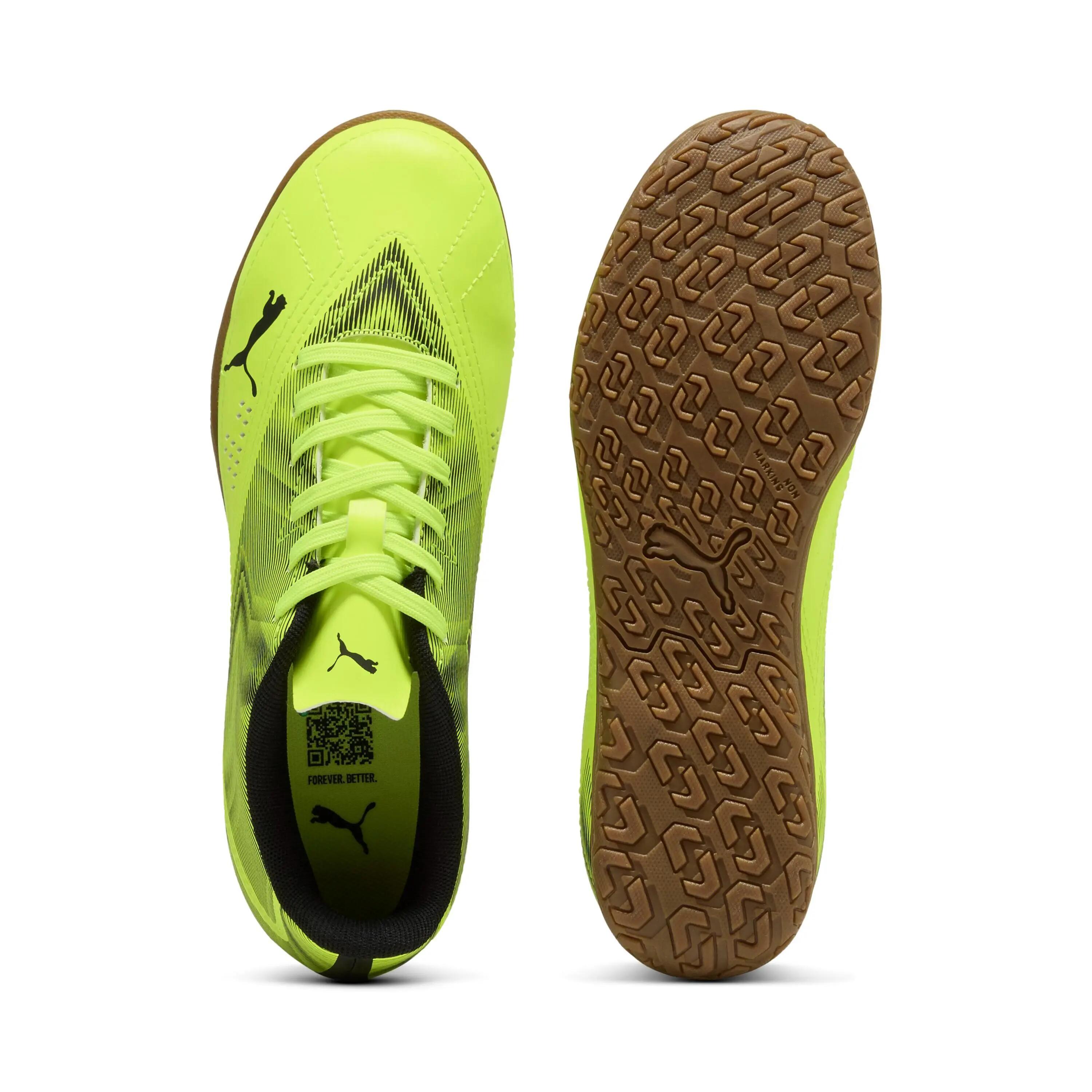 Buty dla dzieci do piłki nożnej halówki PUMA RAPID IT Jr Lime Squeeze- Black 3/6