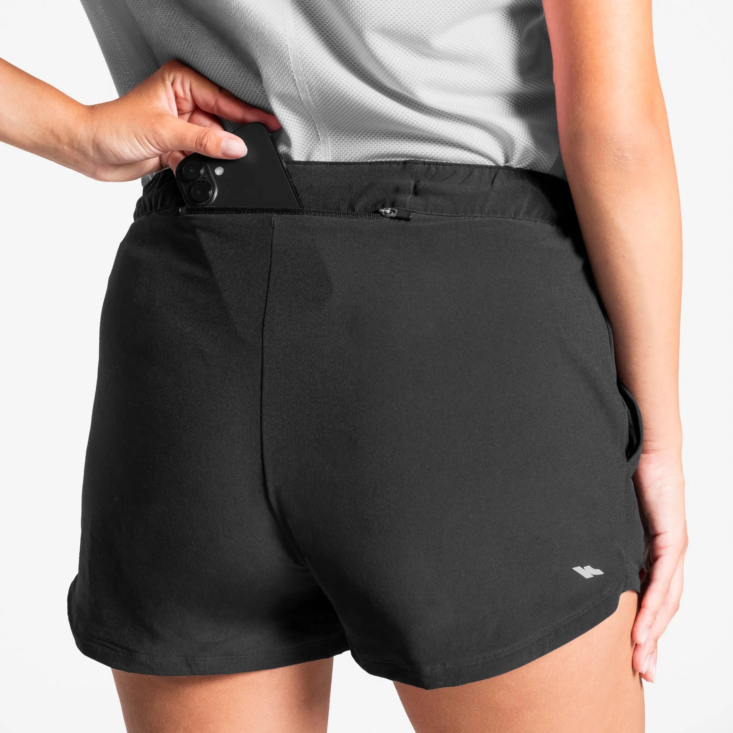 Short menstruel de running & trail respirant Femme, Kiprun Run 500 Dry noir 7/10