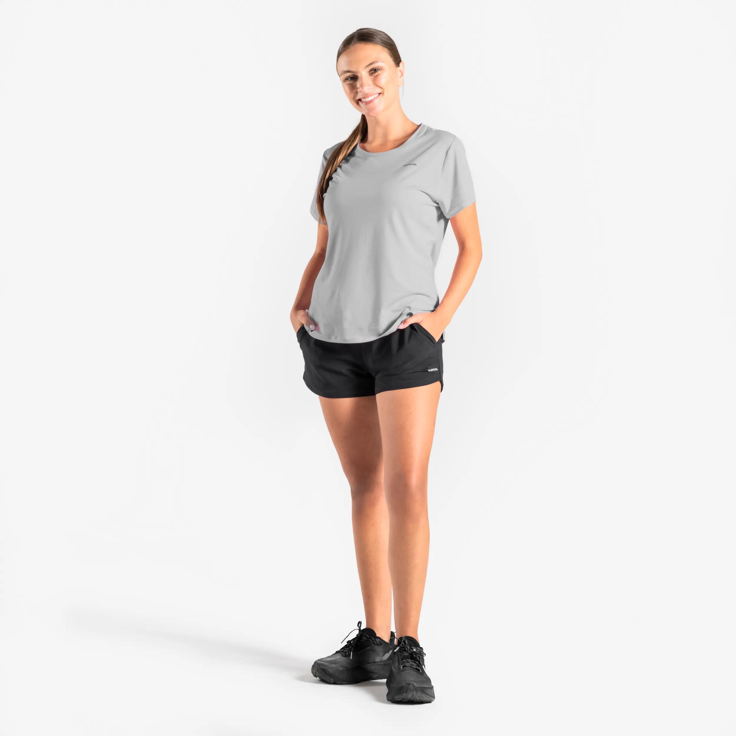 Short menstruel de running & trail respirant Femme, Kiprun Run 500 Dry noir 8/10