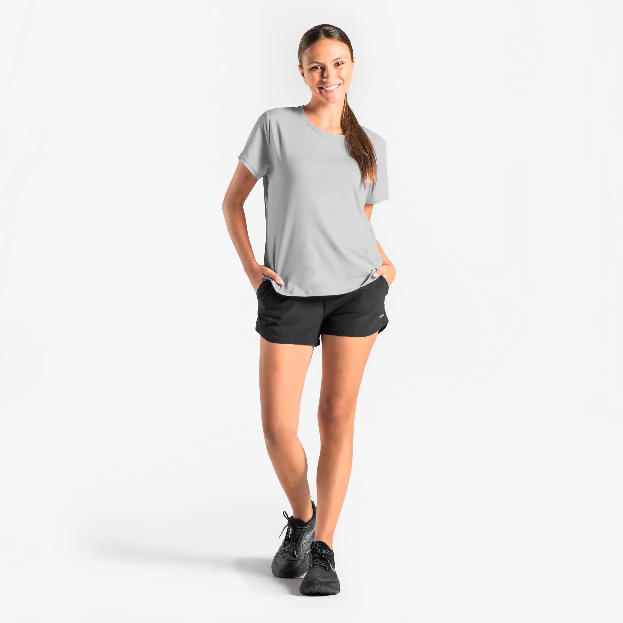 Short menstruel de running & trail respirant Femme, Kiprun Run 500 Dry noir 4/10
