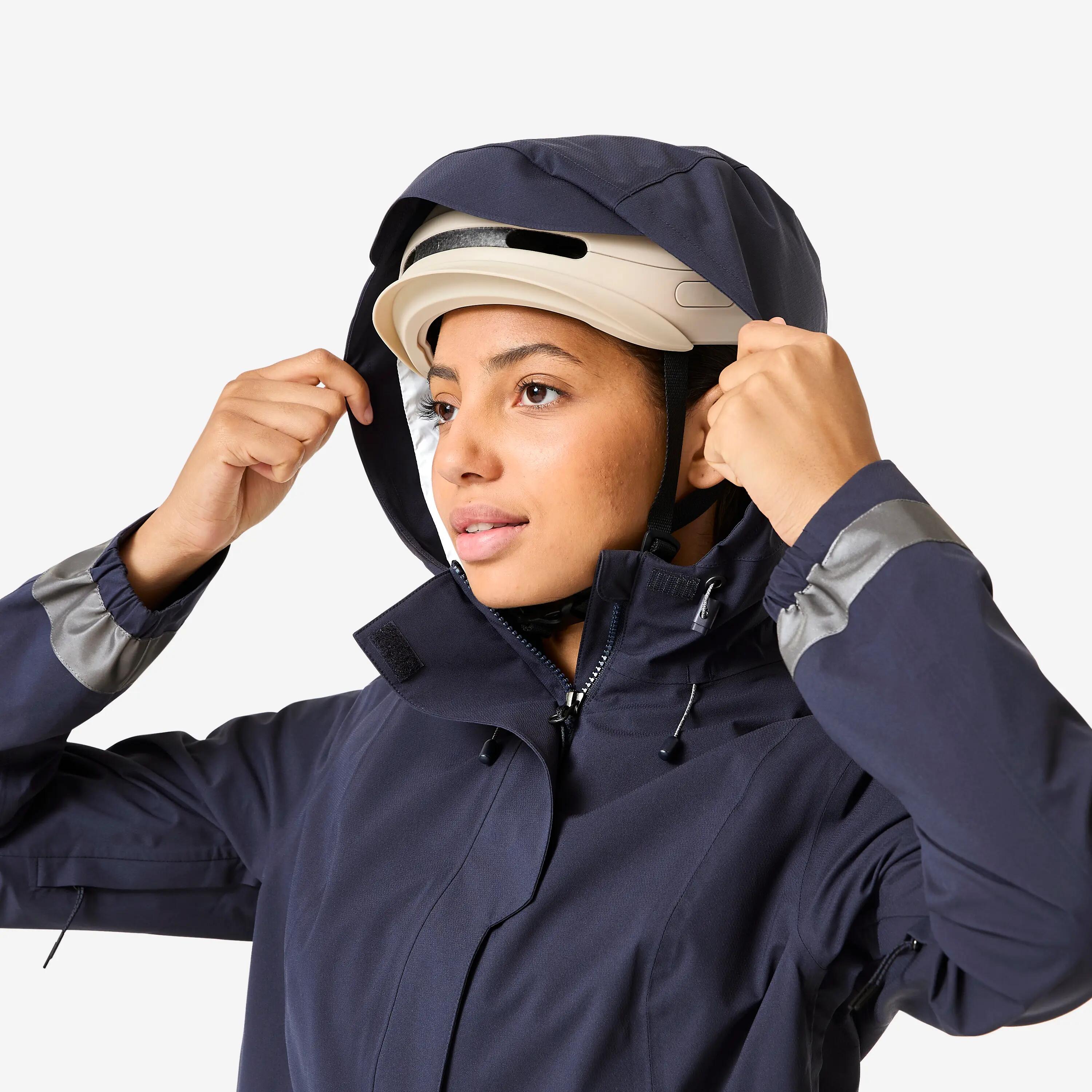 Giacca impermeabile ciclismo donna 540 riflettente blu 3/17