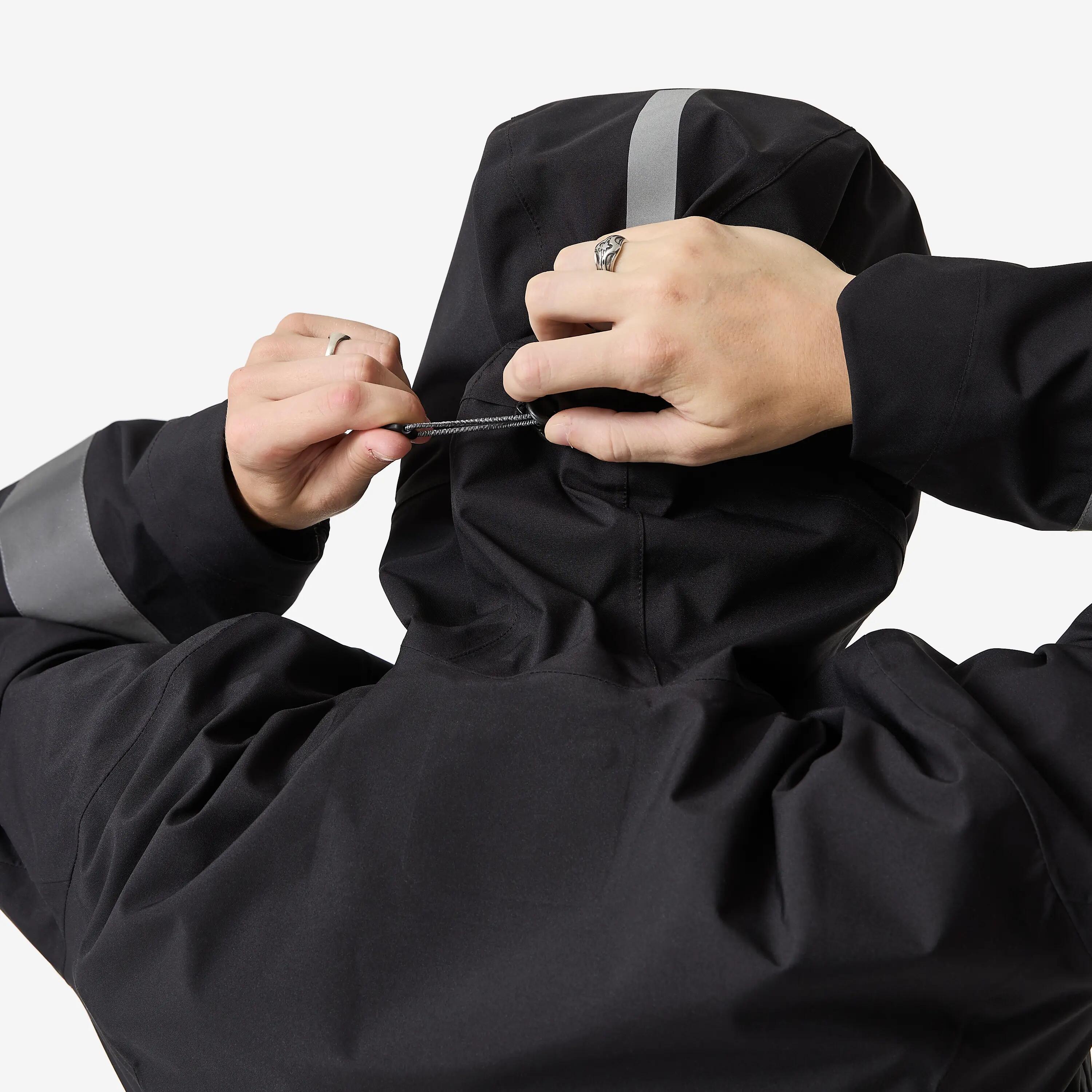 Fahrrad Regenjacke City 540 Herren sichtbar bei Nacht schwarz  7/15