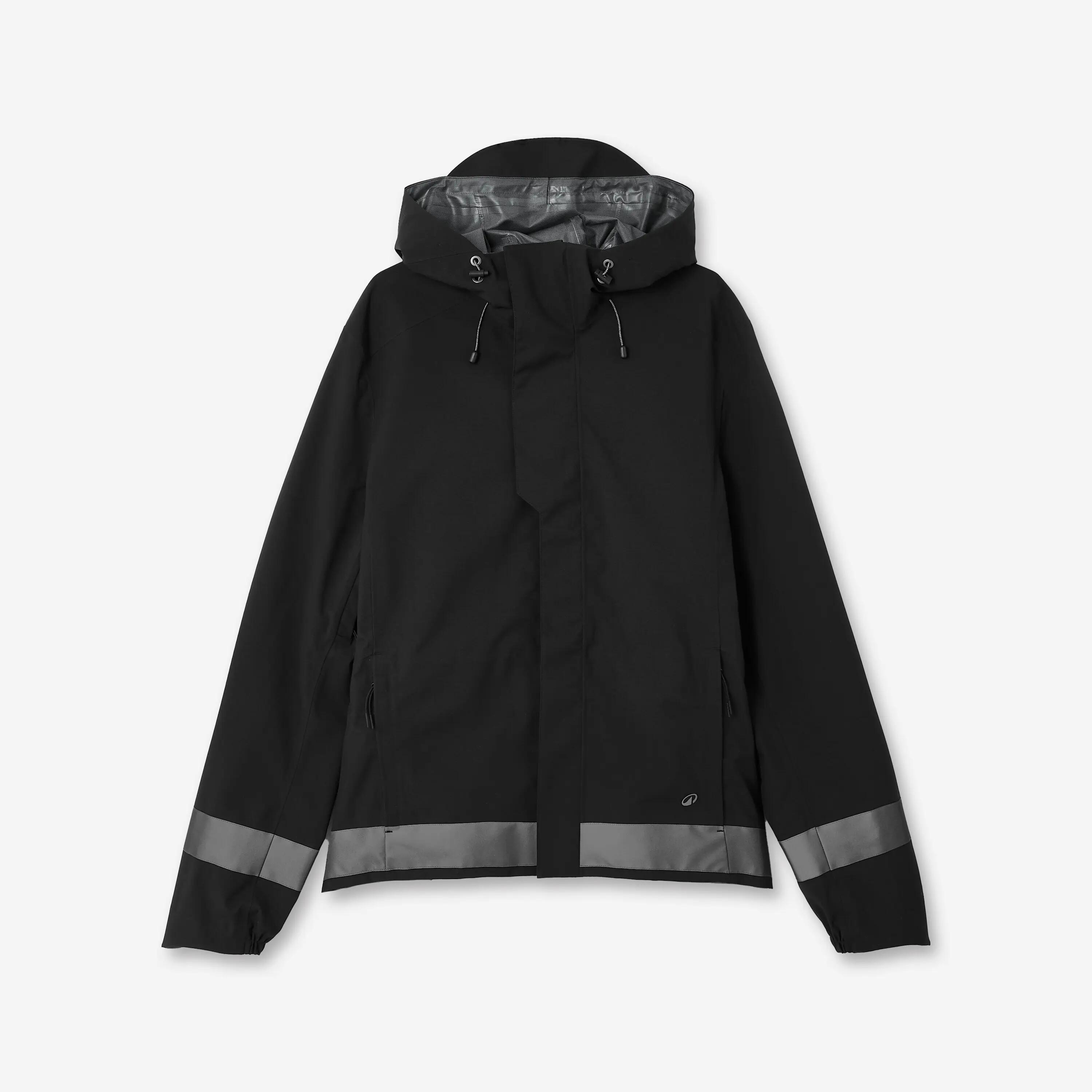 Fahrrad Regenjacke City 540 Herren sichtbar bei Nacht schwarz  8/15