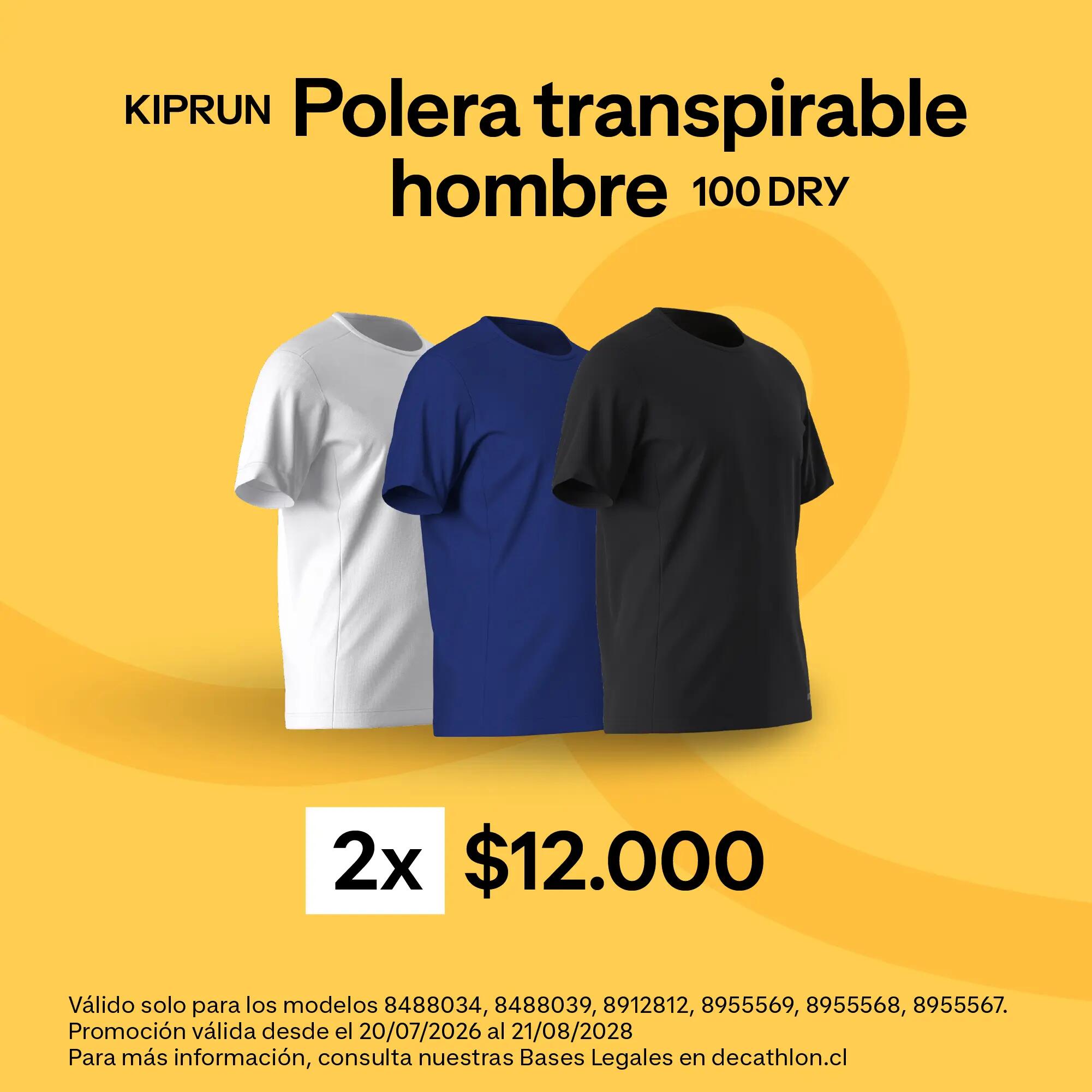 POLERA RUNNING HOMBRE RUN 100 BLANCO  2/6