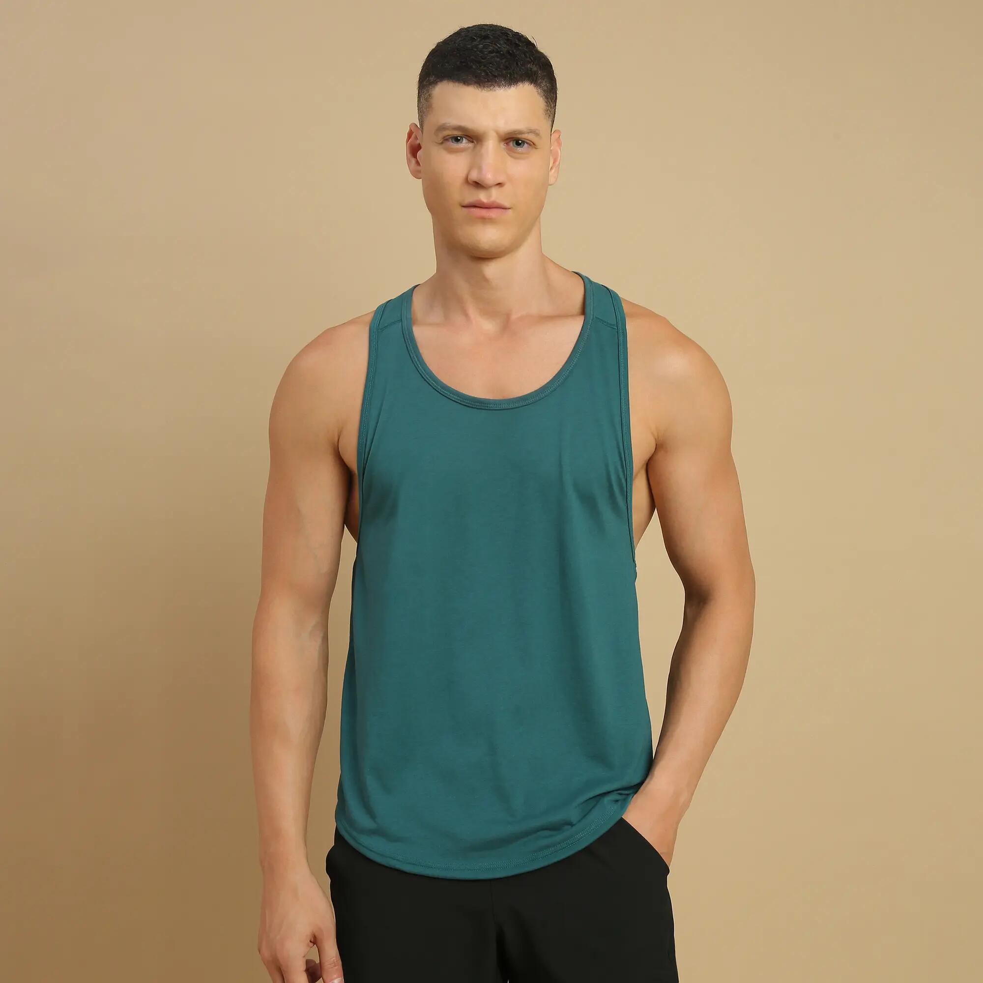 Men's Strength Training Stringer Tank Top 900 - Teal-image-29