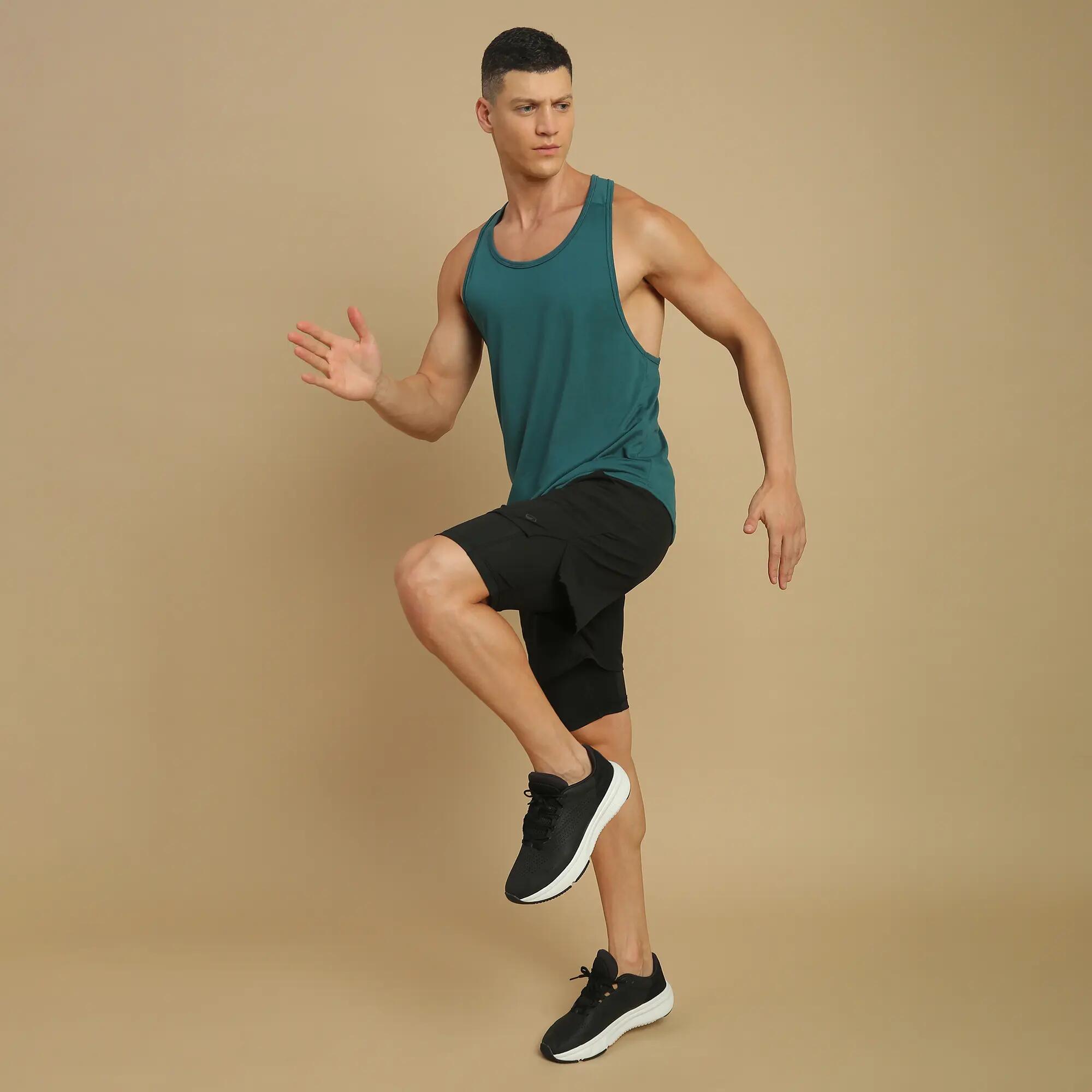 Men's Strength Training Stringer Tank Top 900 - Teal -  2