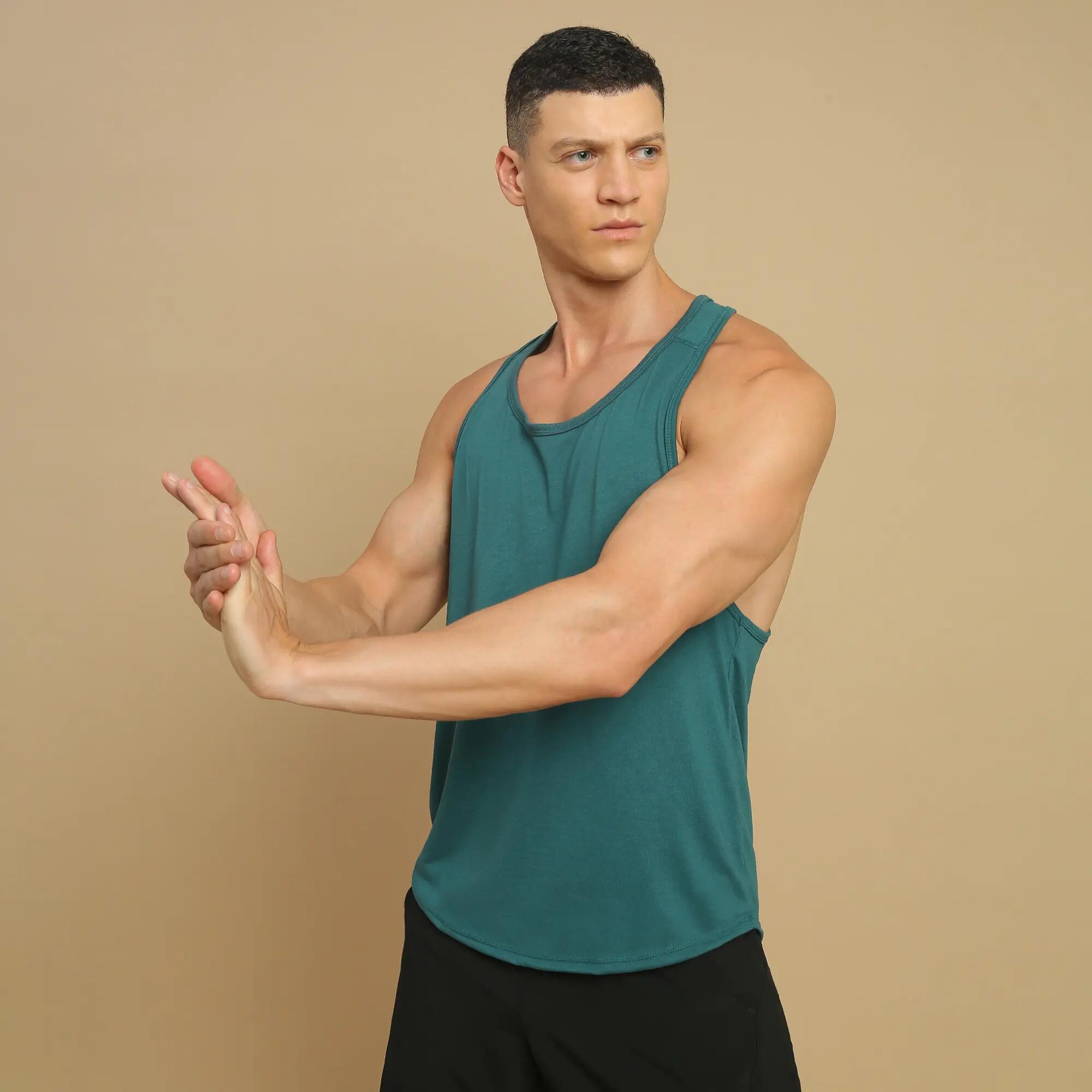 Men's Strength Training Stringer Tank Top 900 - Teal -  3